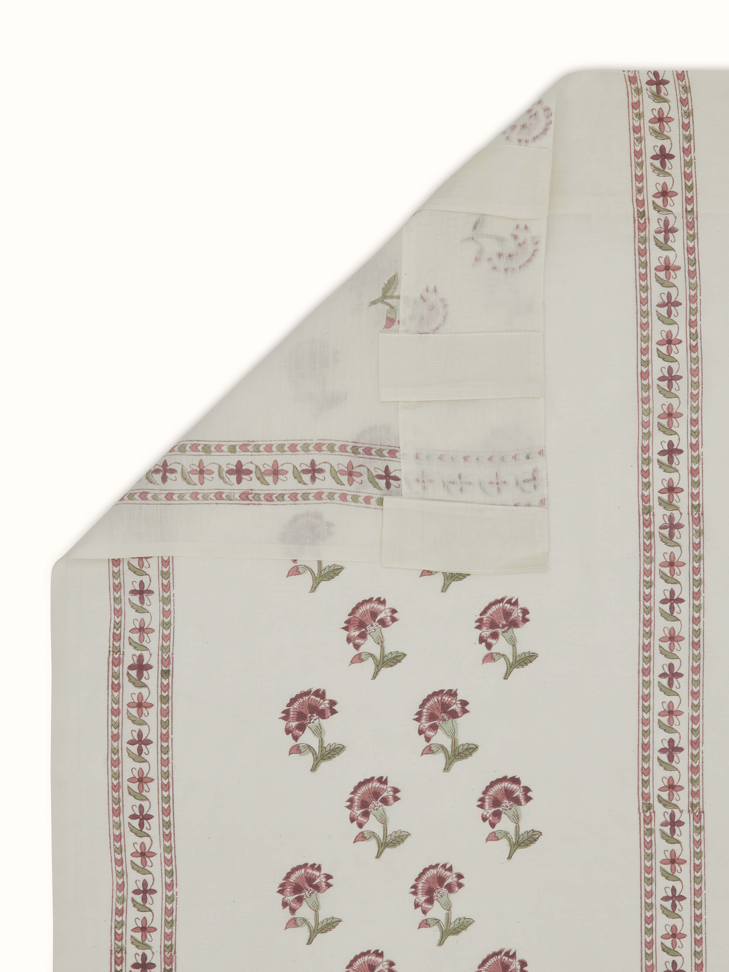 Aarunya Red Buta Cotton Silk Sanganeri Hand Block Printed Sheer Curtain (9 Ft)