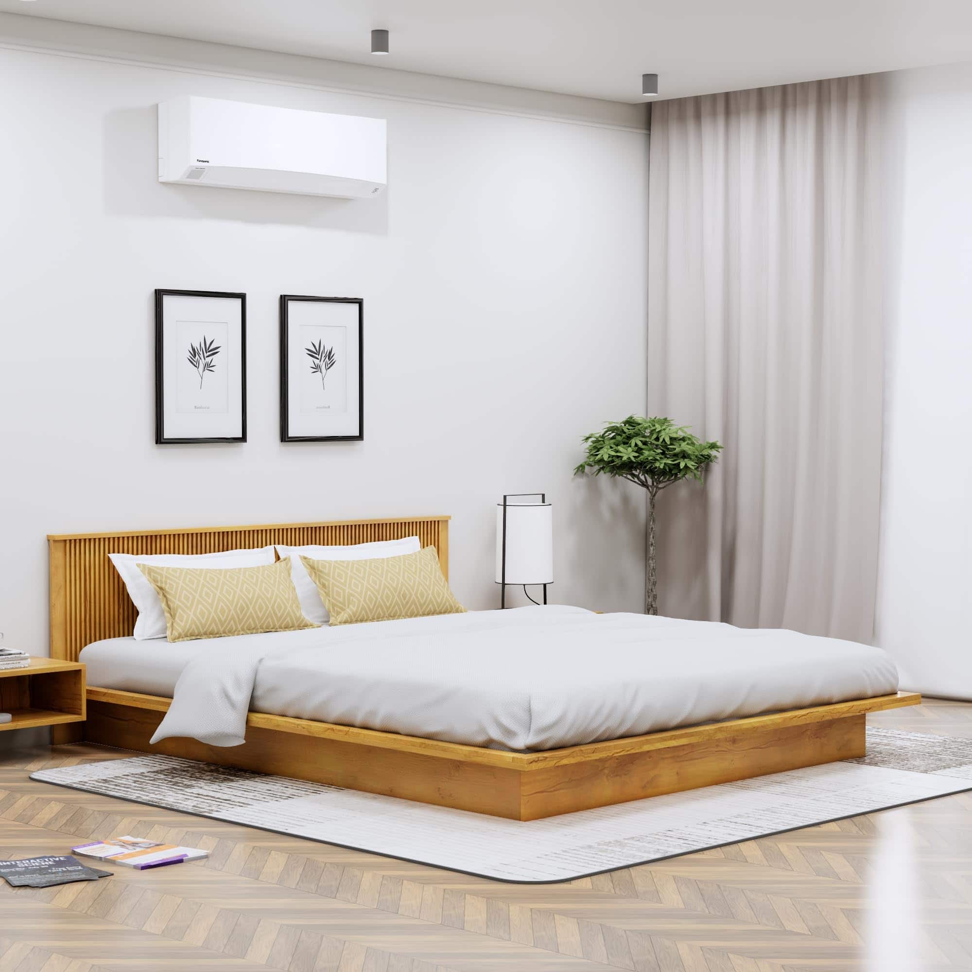 Hexa Engineered Wood Modern King Bed With Headboard Without Storage In Giant Wood - HexaRed