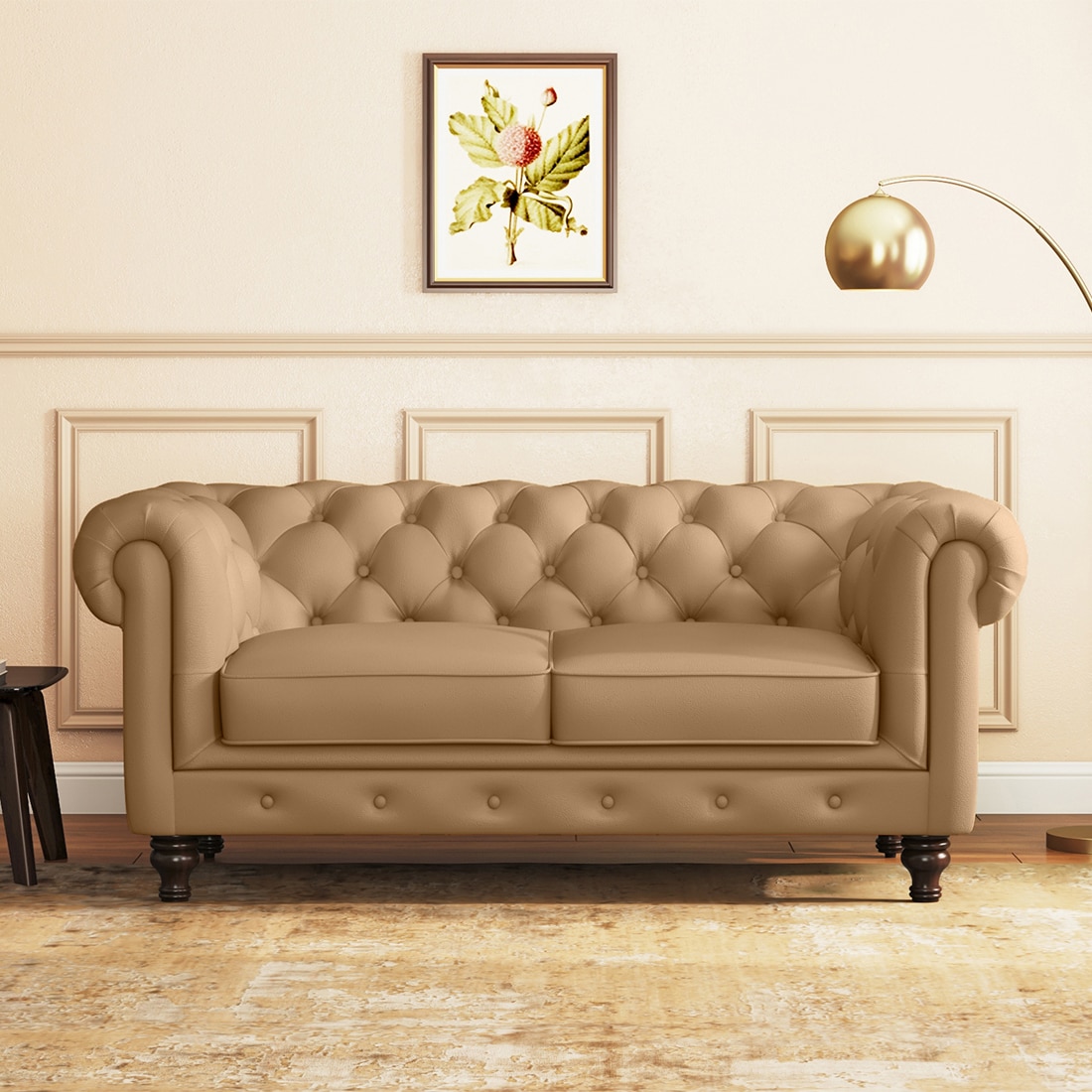 Winchester 2 Seater Premium Italian Leather Sofa In Ecru - Urban Ladder