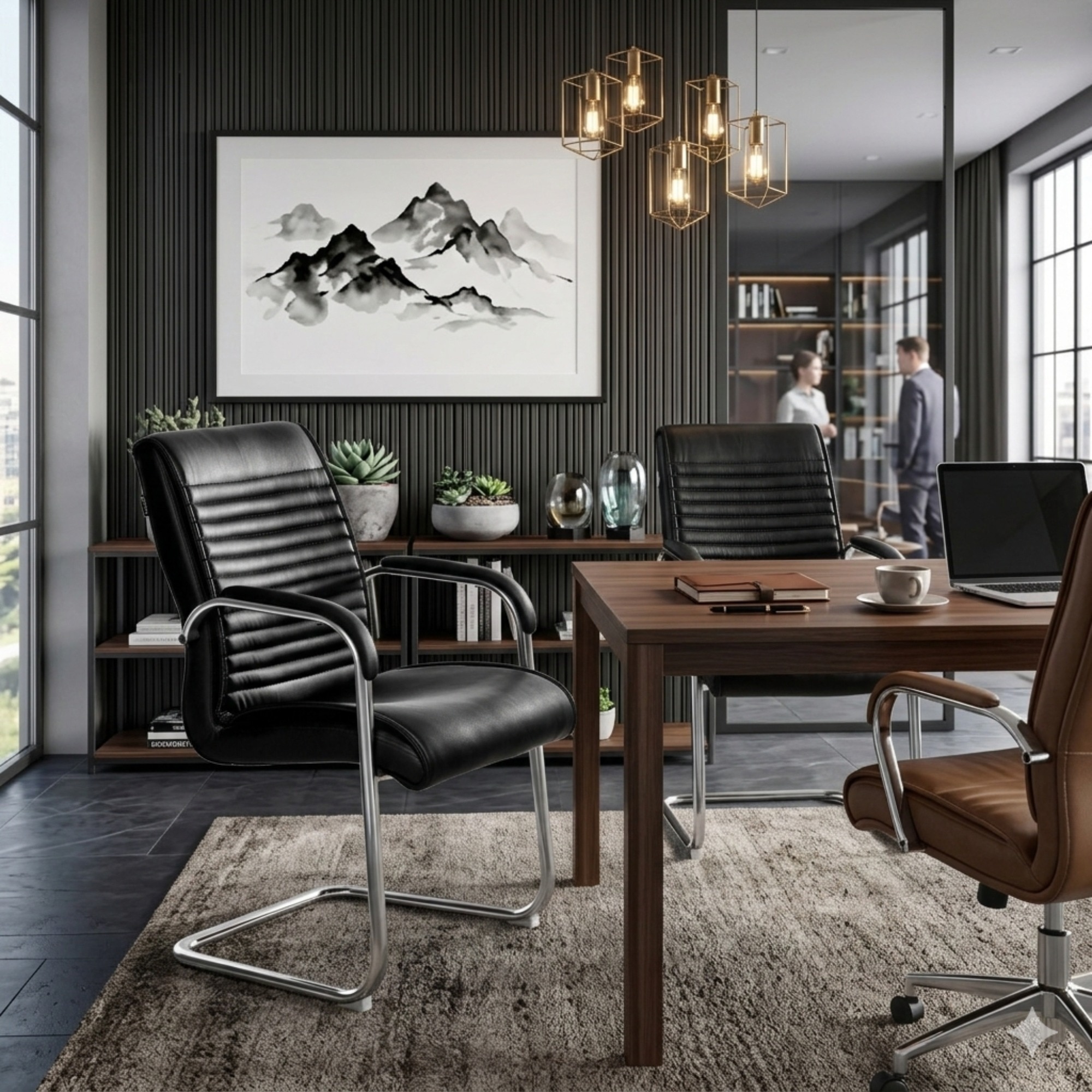 Horizonto Cantilever Chair In Black - Adiko Systems