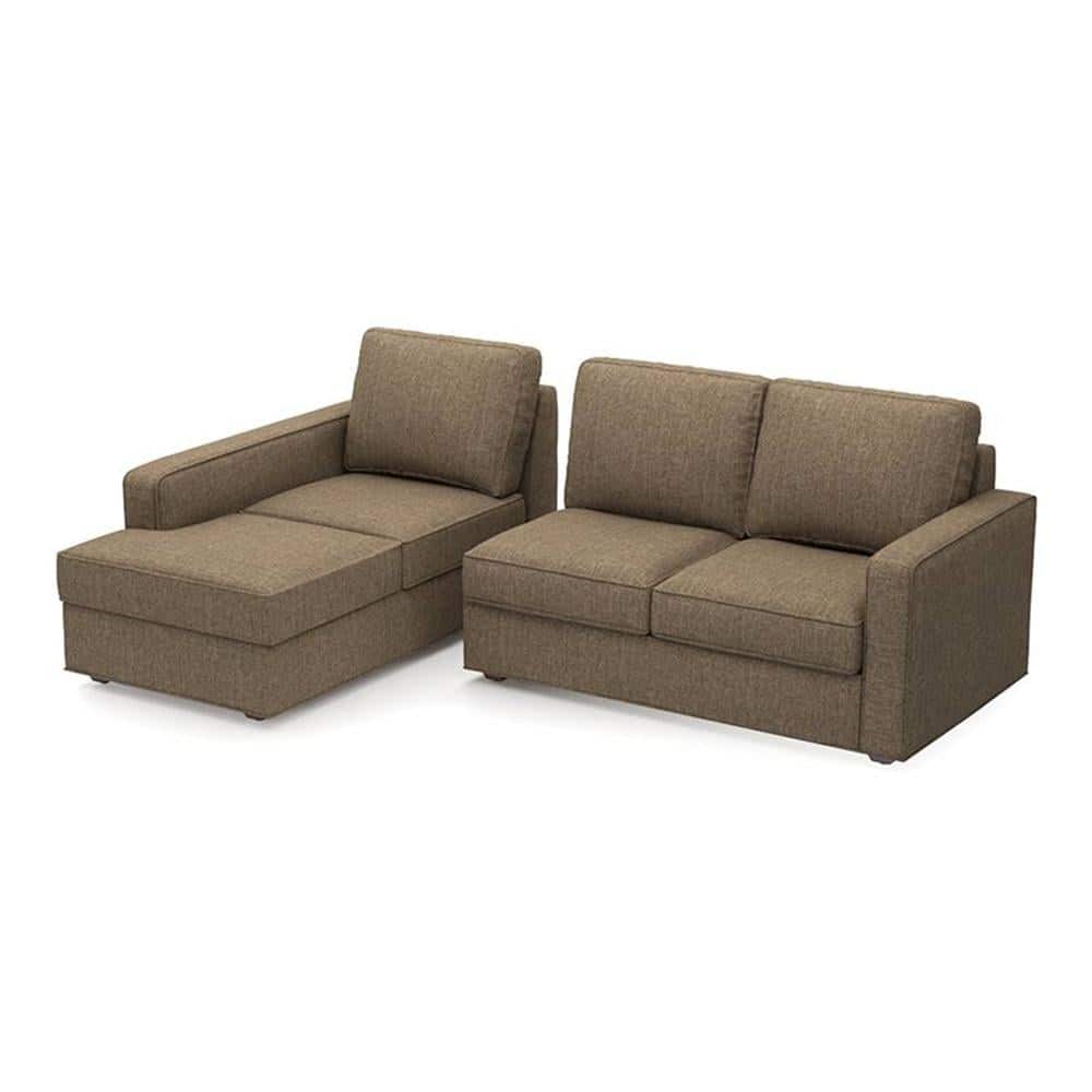 Apollo Compact Sofa (Colour : Dune, Cushion : Hard, Back Type : Regular, Seating Capacity : Left Aligned 2 Seater + Left Aligned Chaise + Ottoman)