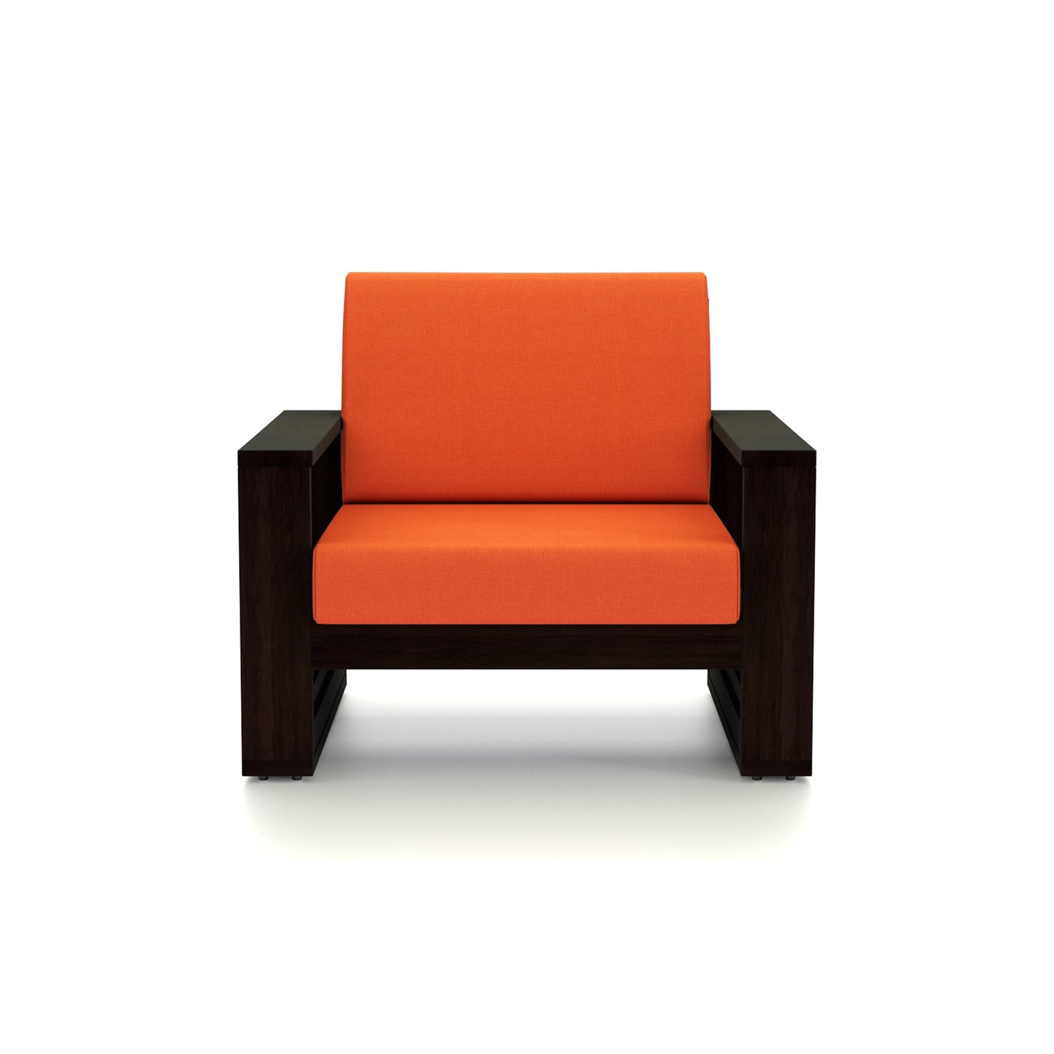 Parson 1 Seater Wooden Sofa In American Walnut Finish & Lava Colour