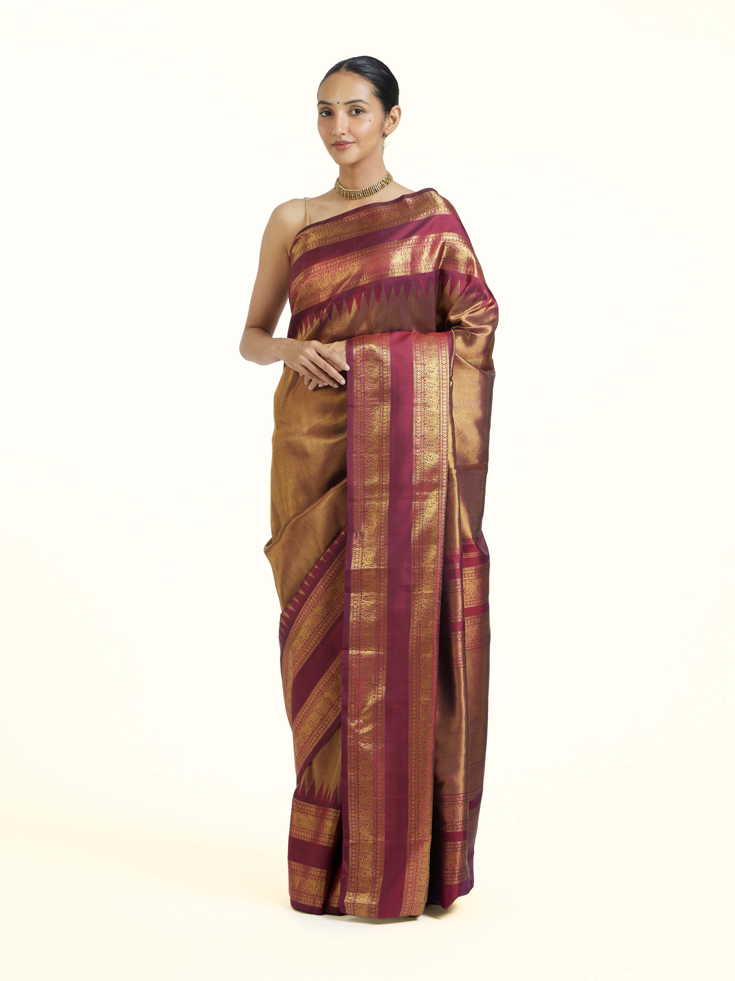 Pink Kancheepuram Silk Zari Saree
