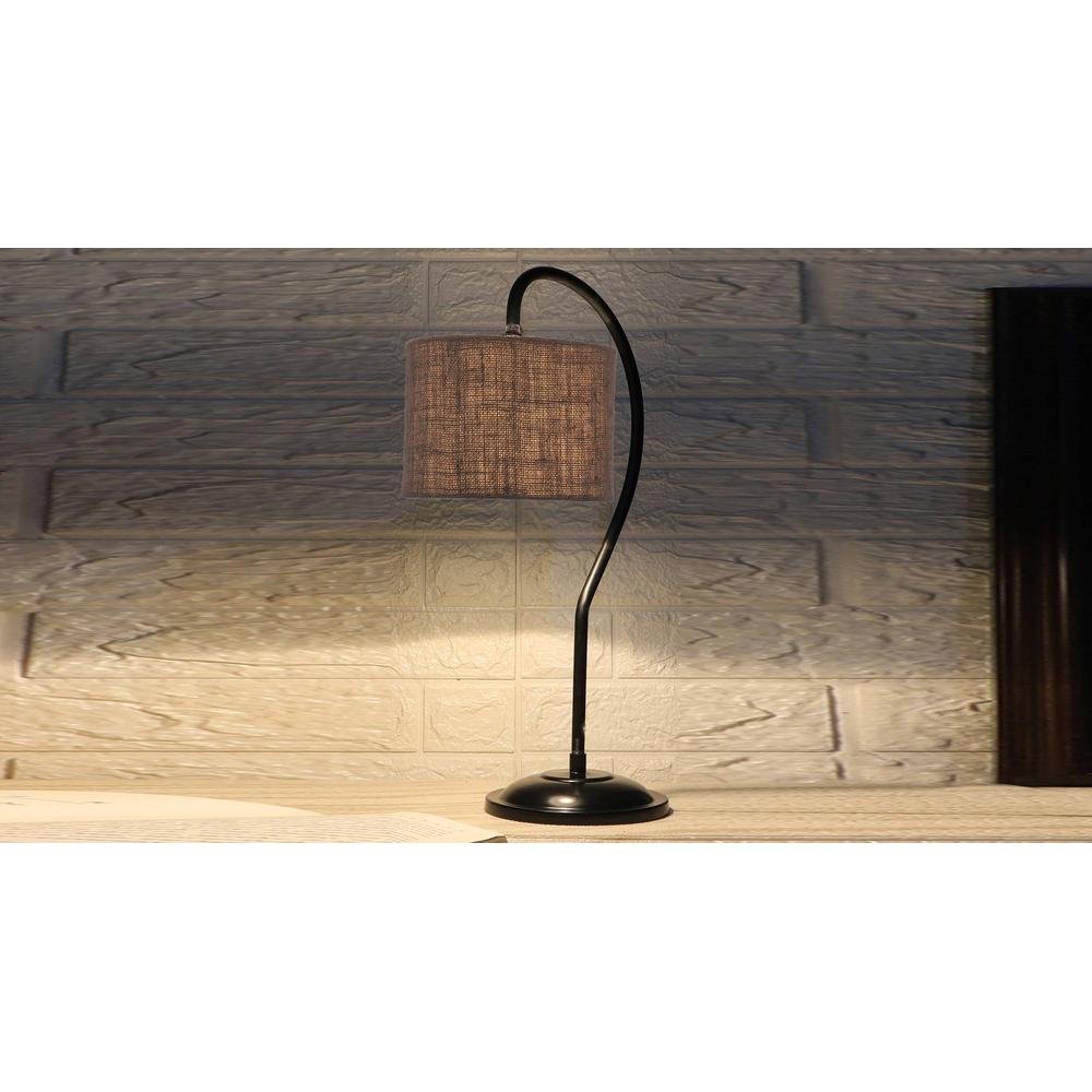 Grey Jute Curvy table lamp with Iron Base (SP20)
