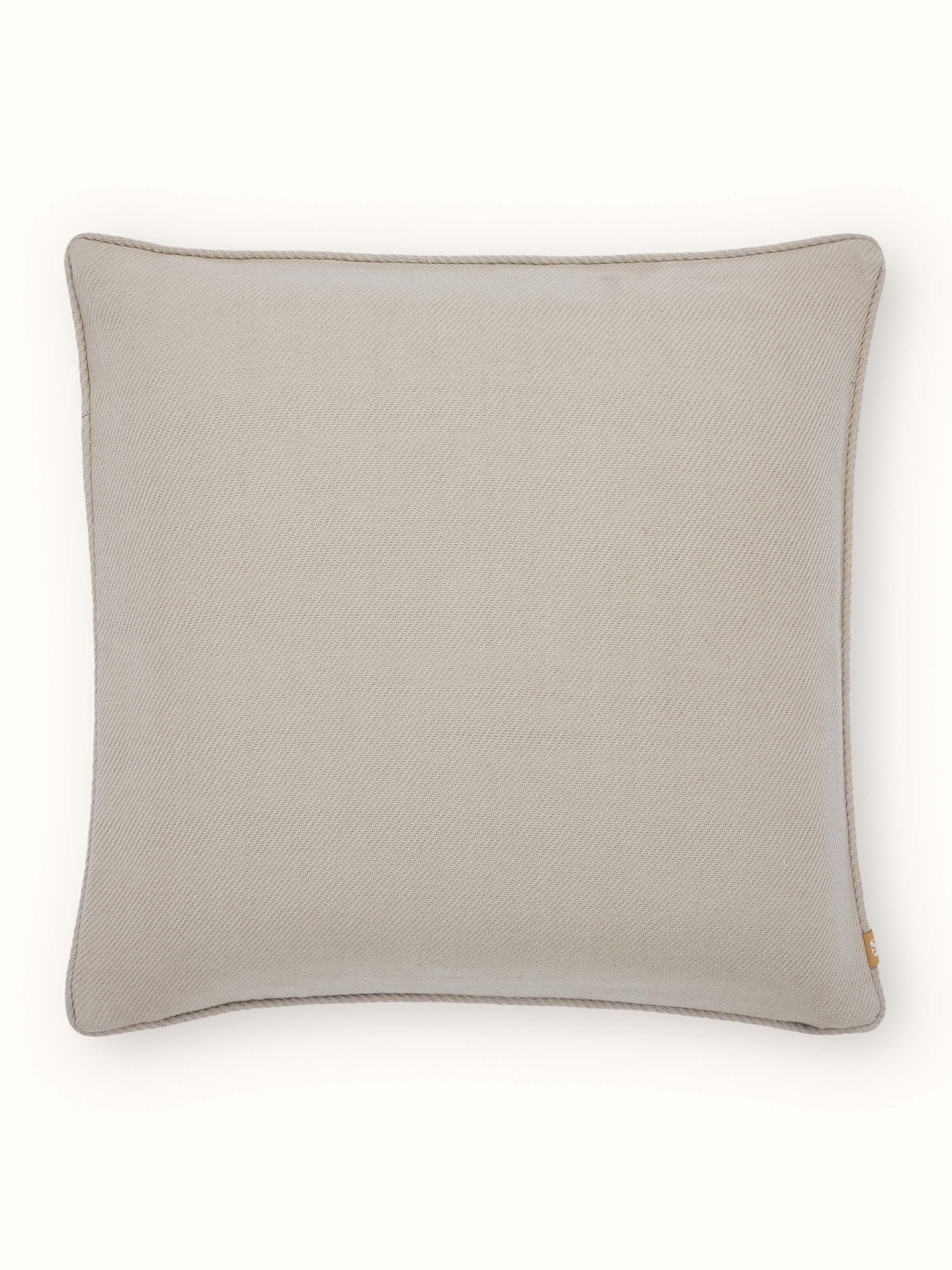 Godna Light Beige Twill Cotton Handwoven Pattu Cushion Cover