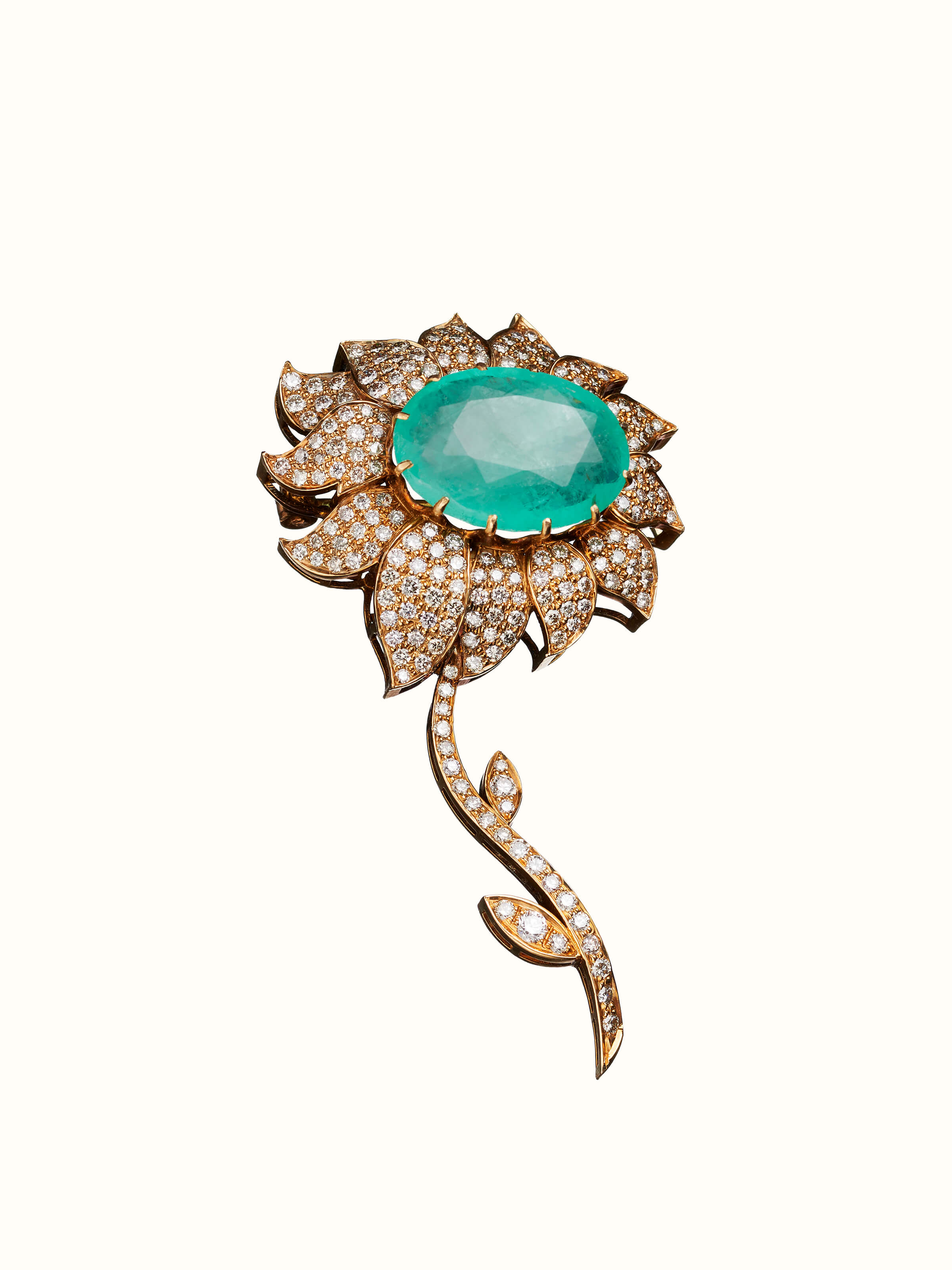 Open Setting 18 Karat Gold Brooch Pin