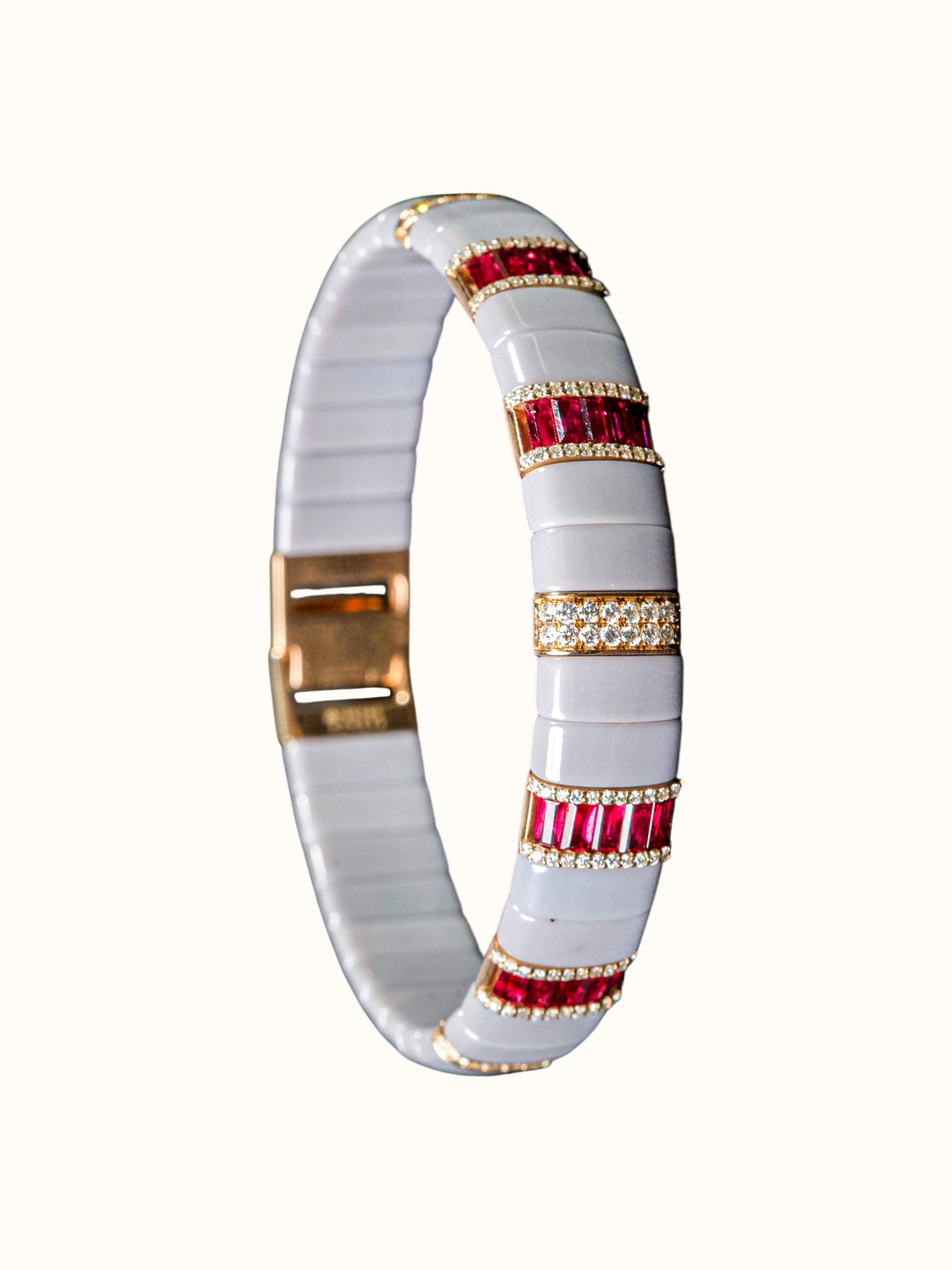 Ruby Diamond 14 Karat Rose Gold Bracelet