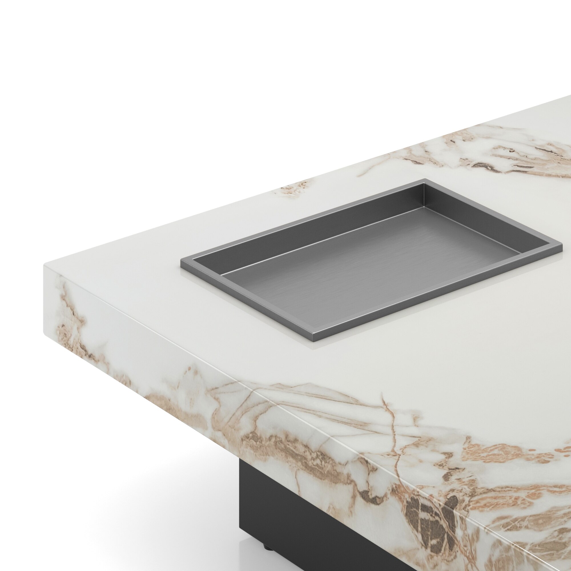 Largo Metal Coffee Table In Macchia Sintered Stone