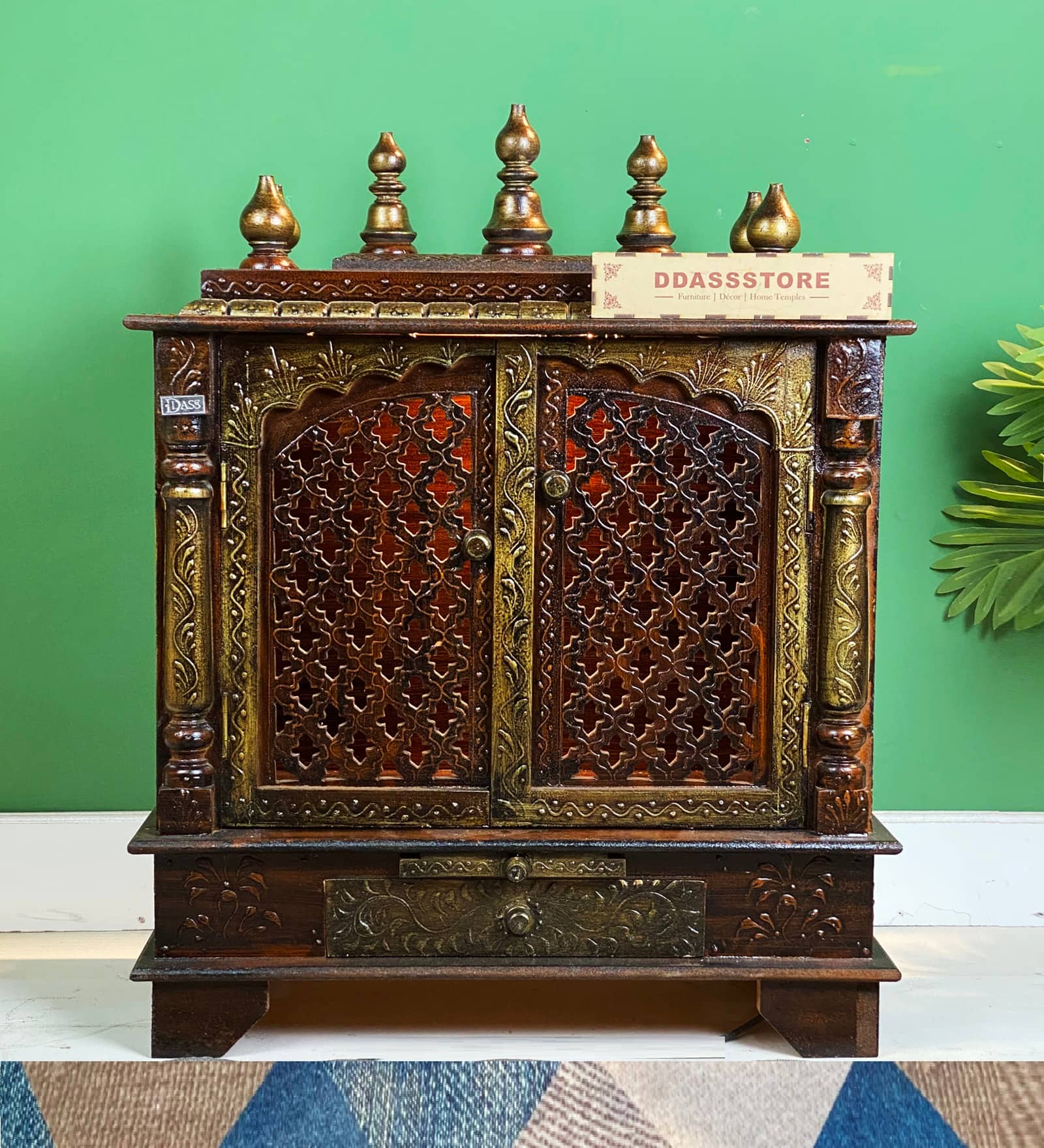 D'Dass Sheesham and Mdf Wooden Home Temple For Pooja Mandir For Home
