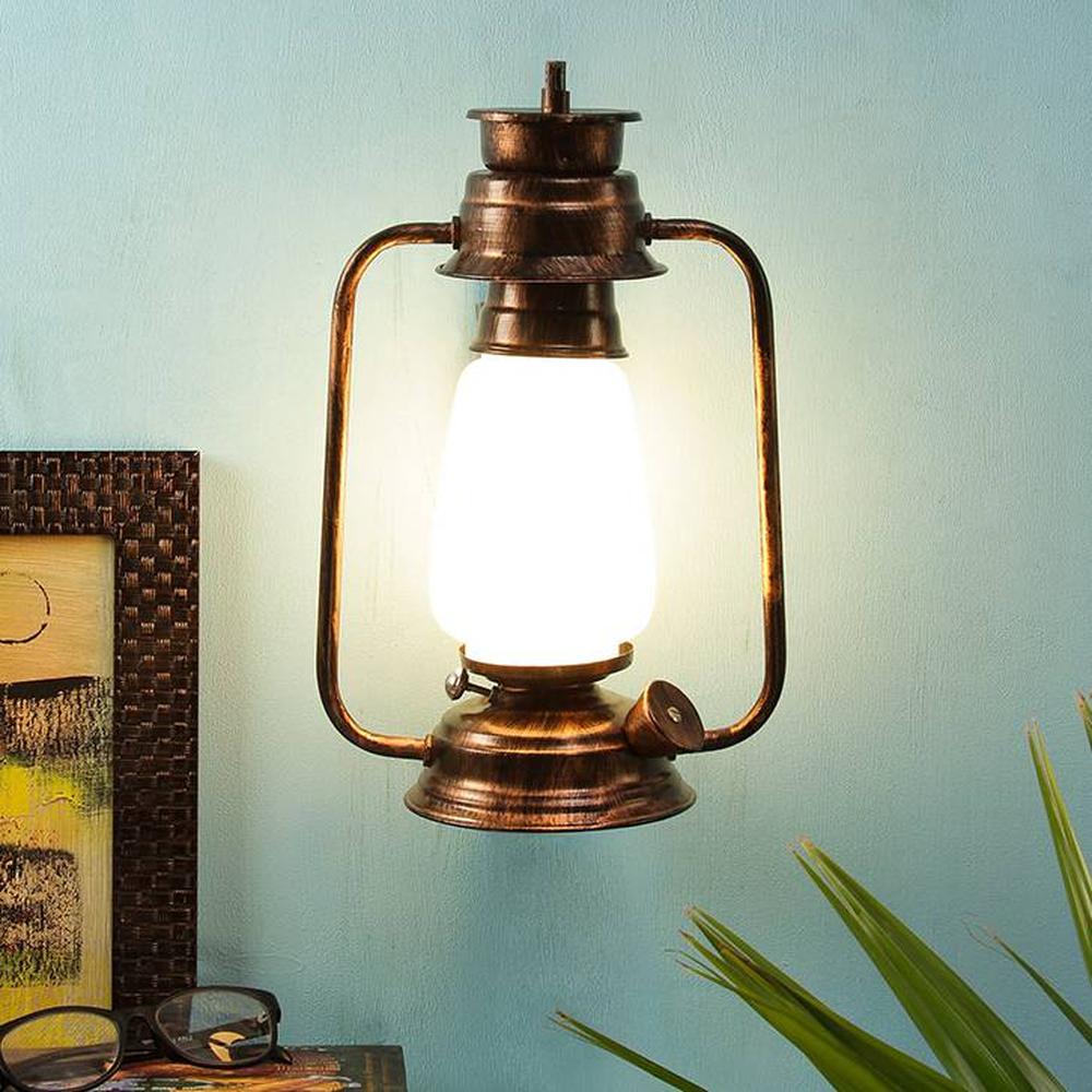 Harper White Metal Wall Mounted Lantern Lamp