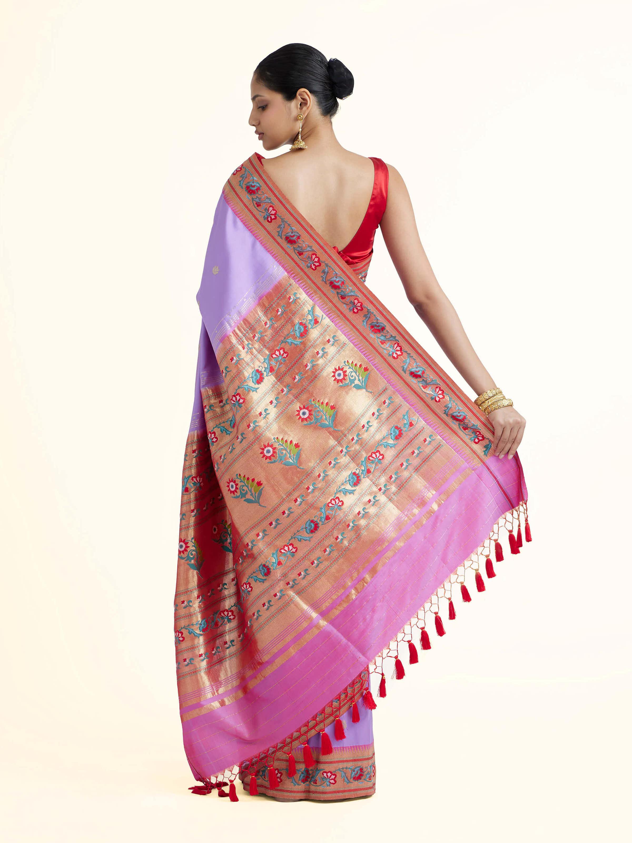 Back view of Babitha silk Paithani saree displaying full design
