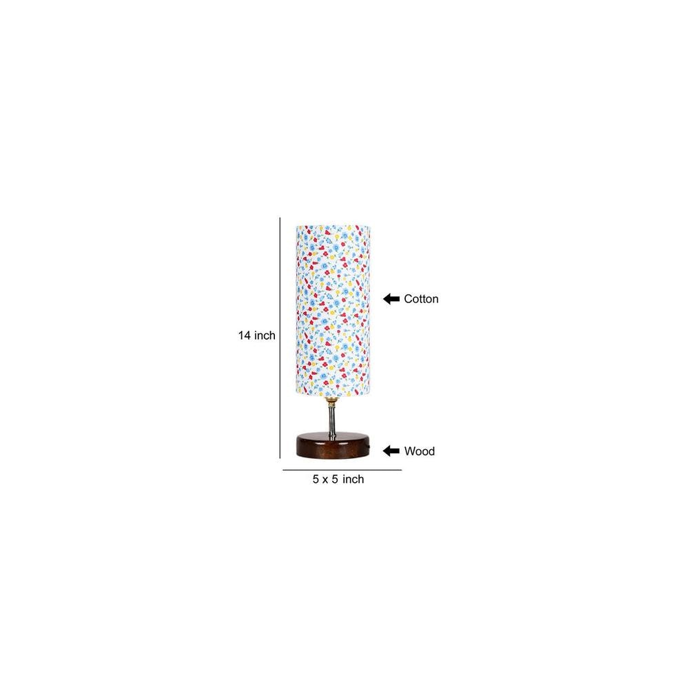 Koda Multicolor cotton table lamp with brown wood base