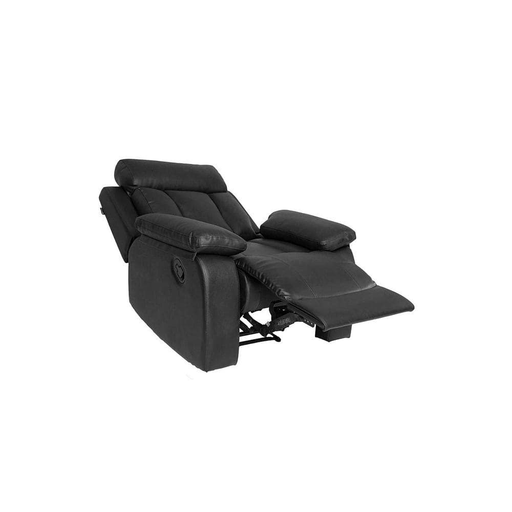 Magna Leatherette One Seater Manual Recliner in Black Colour