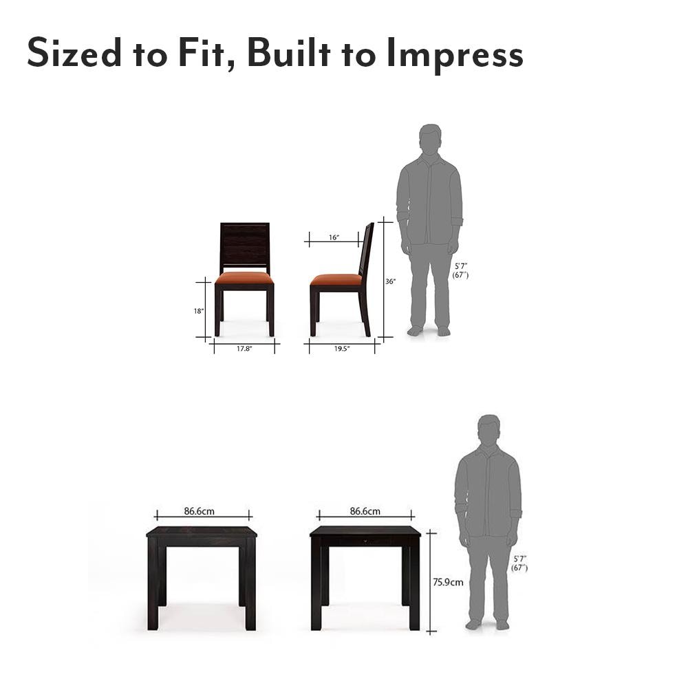 Arabia - Oribi 4 Seater Storage Dining Table Set (Colour- Burnt Orange , Finish- Mahogany)