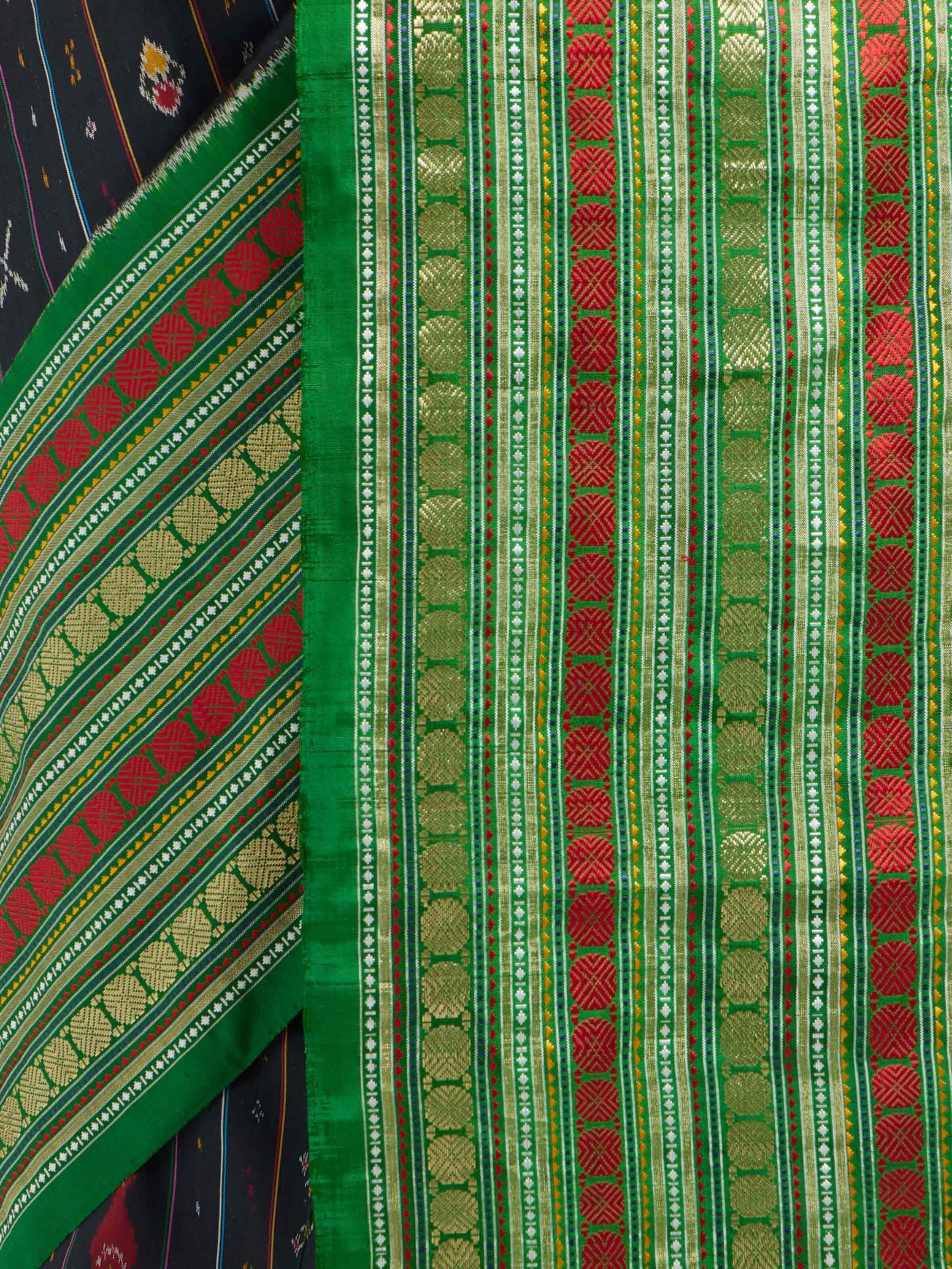 Black Silk Pochampally Single Ikat Saree
