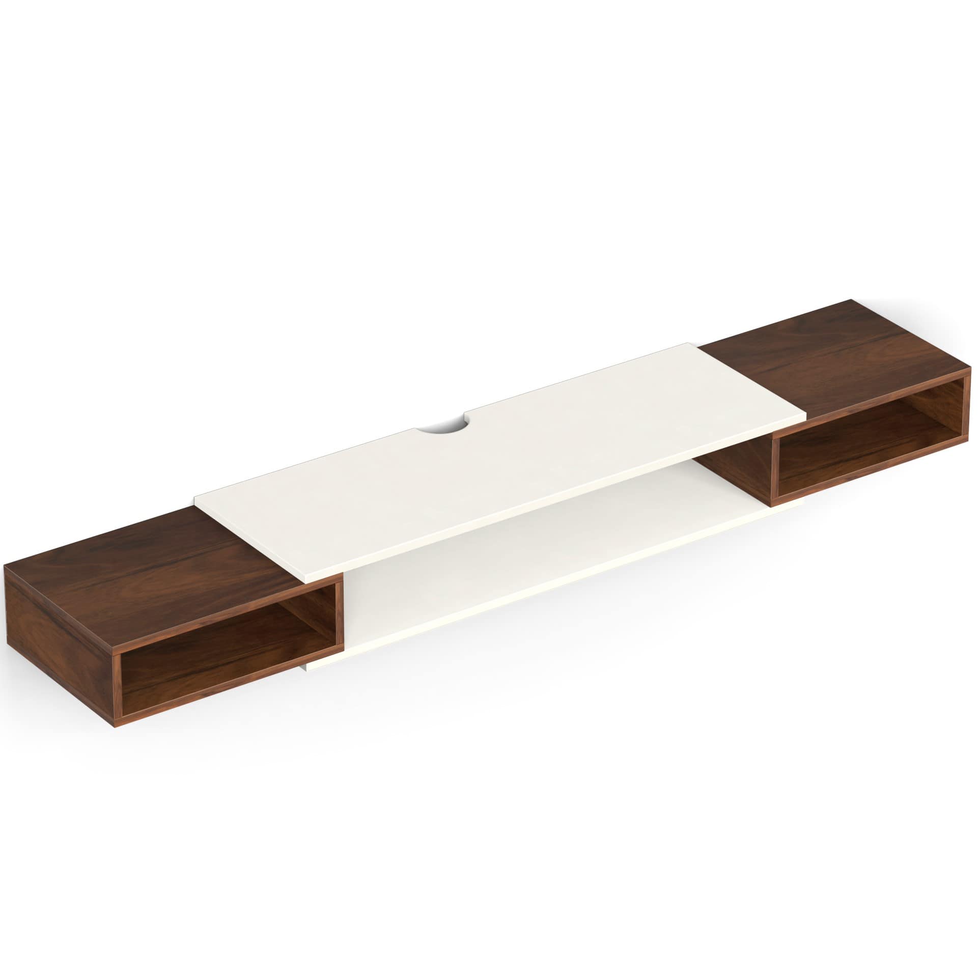 BLUEWUD Toska Engineering Wood Wall Mount TV Entertainment Unit Set Top Box Stand/TV Cabinet Panels with Shelves for Books & D�cor Display Unit, Ideal for 42� (Toska Large, Brown Maple & Beige)