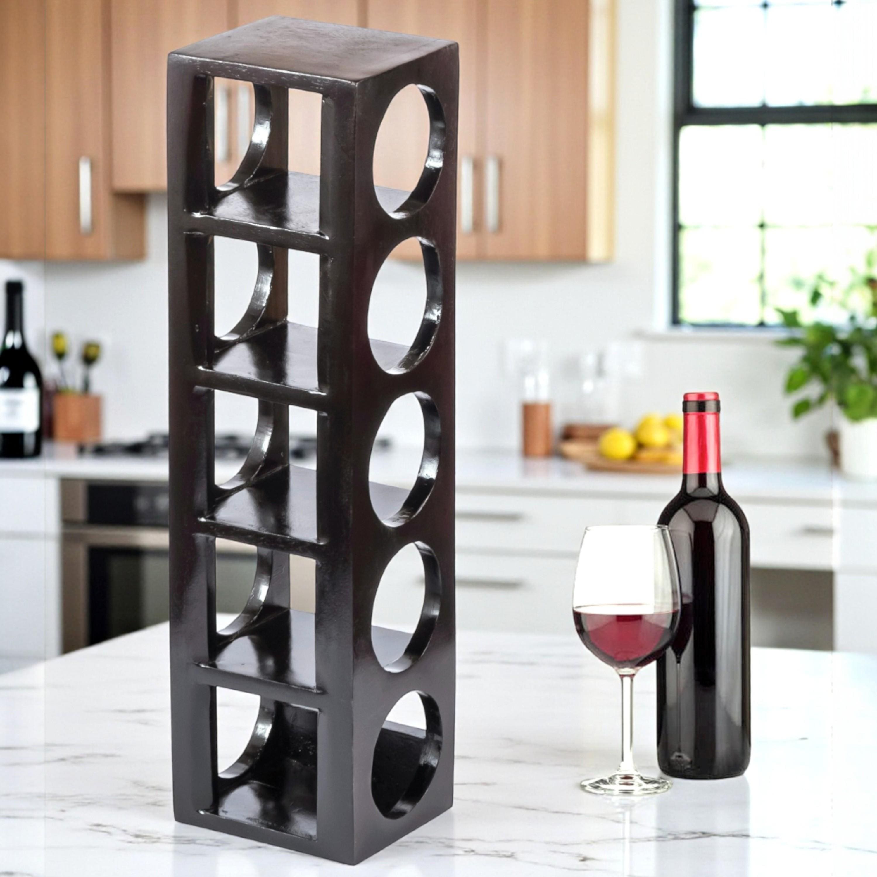 Wembley Sheesham Wood Wine Rack in Dark Walnut Finish