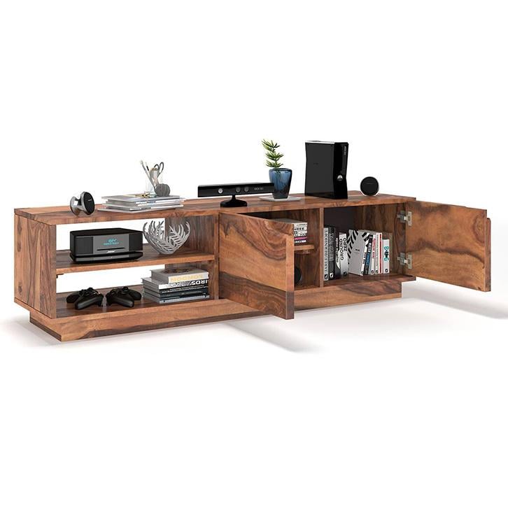 Zephyr Solid Wood TV Unit in Teak Finish