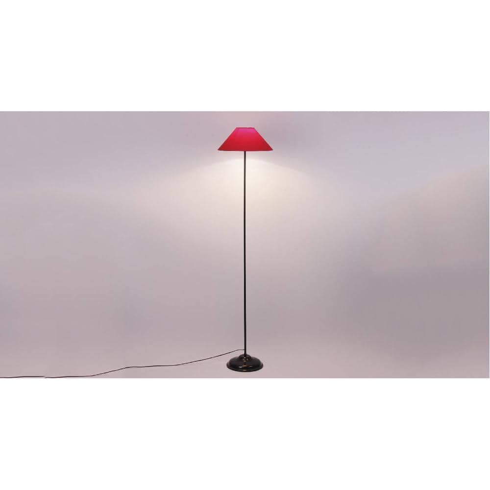 Mulan Red Fabric Floor Lamp with Black Iron Base