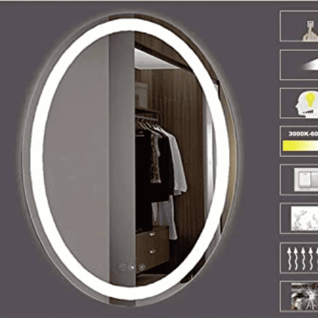 Oval Shape Lighted LED Mirror Modern  Vanity Mirror