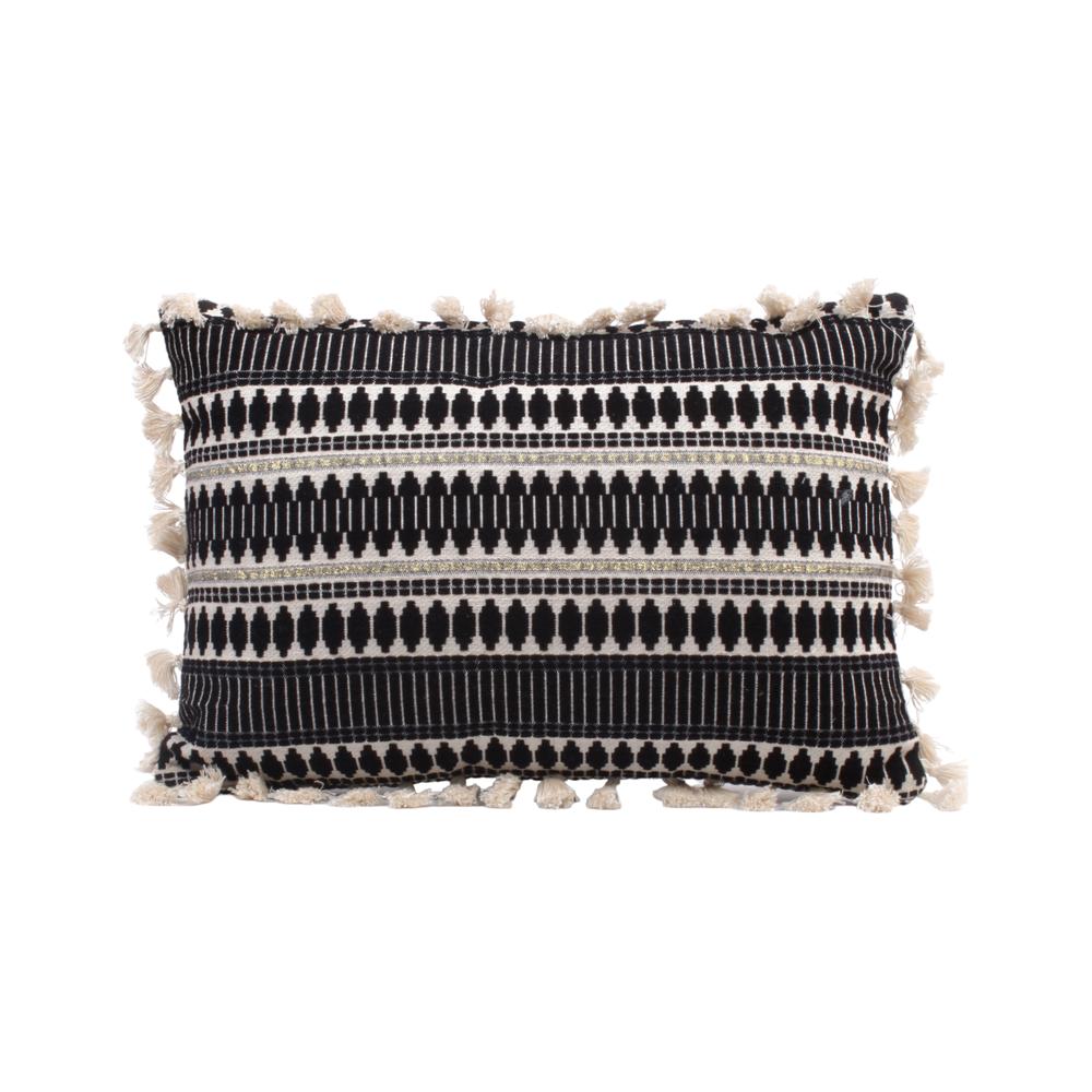 Acrylic Striped Cushion Cover with Lace Set of 2 (12 X 18 Inches)