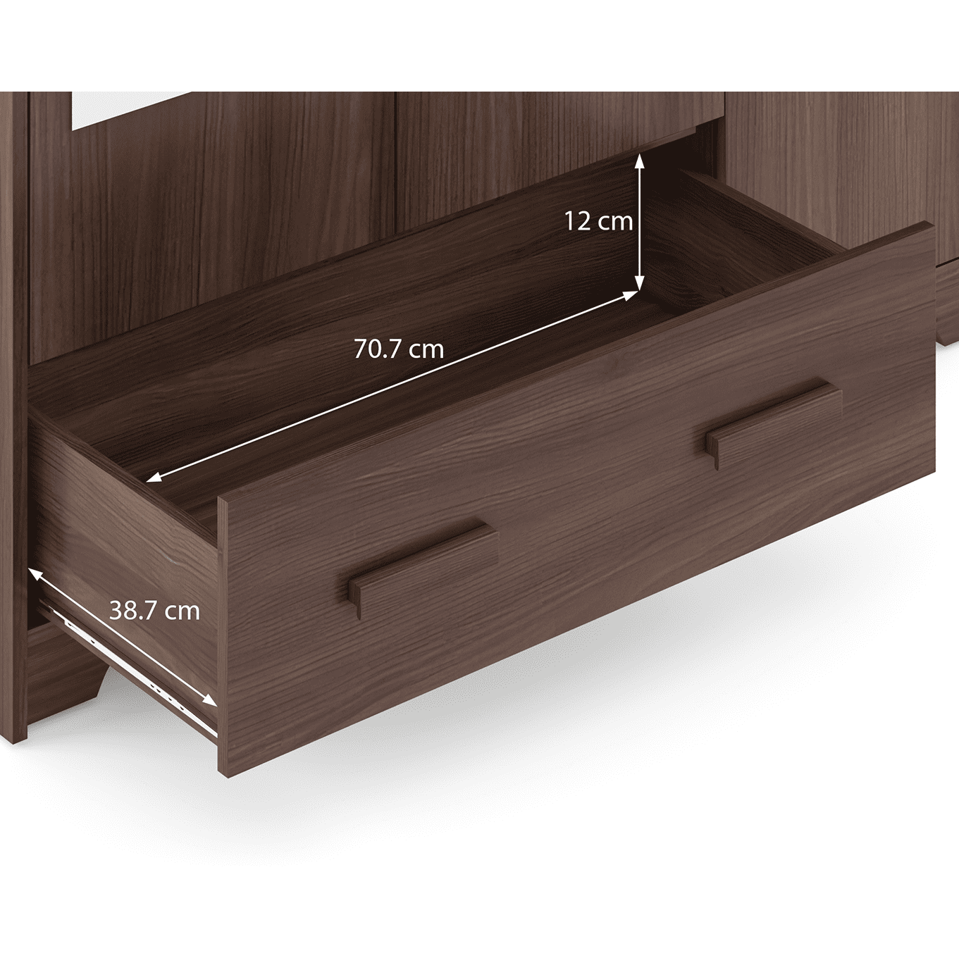 Hilton 3 Door 2 Drawer Wardrobe With Mirror and Lock in Chestnut Acacia Finish
