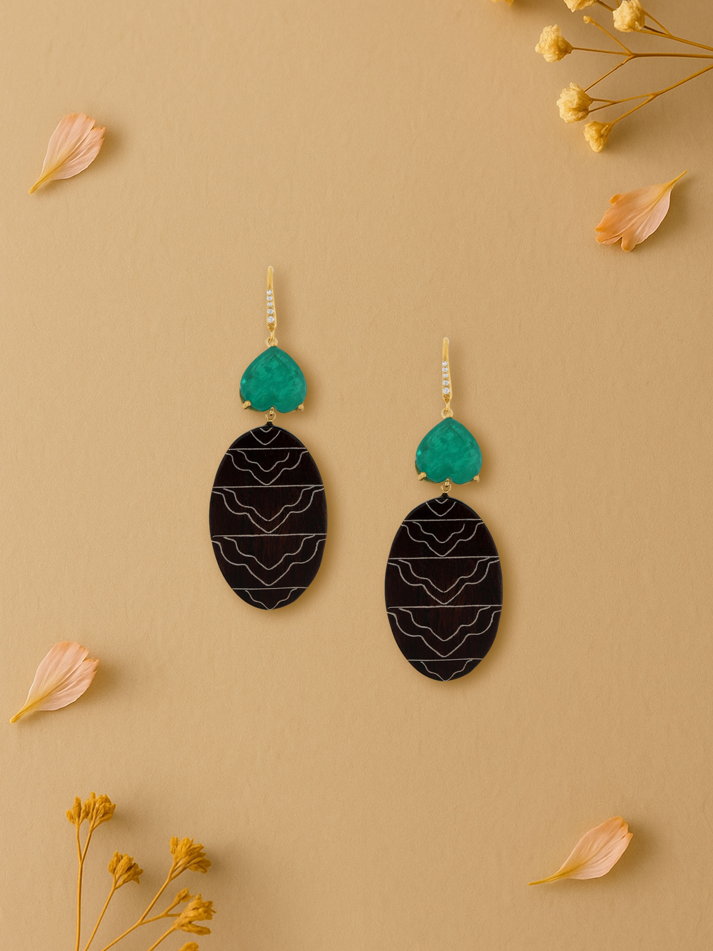 Lifestyle view of Tarkashi Silver Drop Earrings