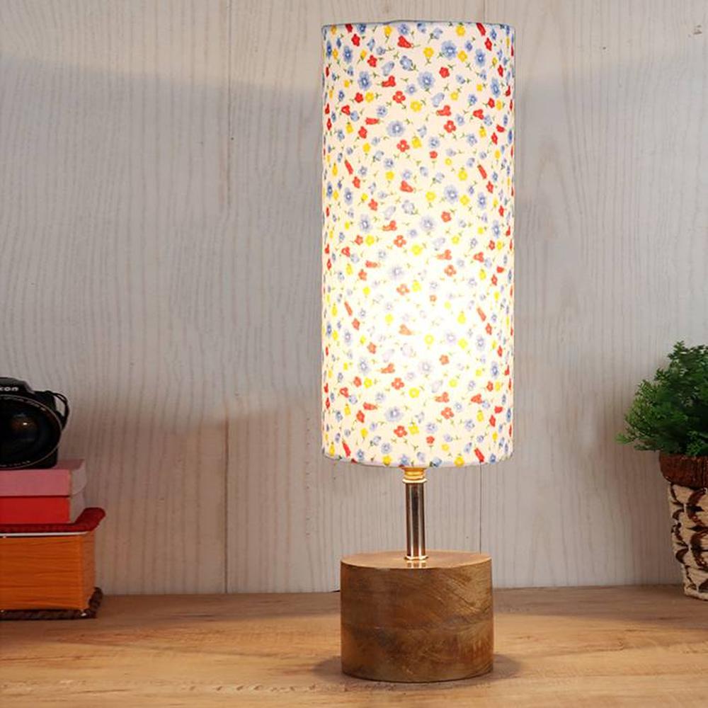 Arabella Multicolor cotton & solid wood table lamp