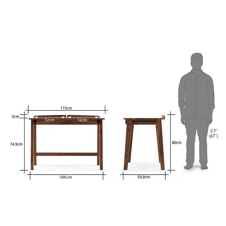 Larsson Solid Wood Study Table in Teak Finish