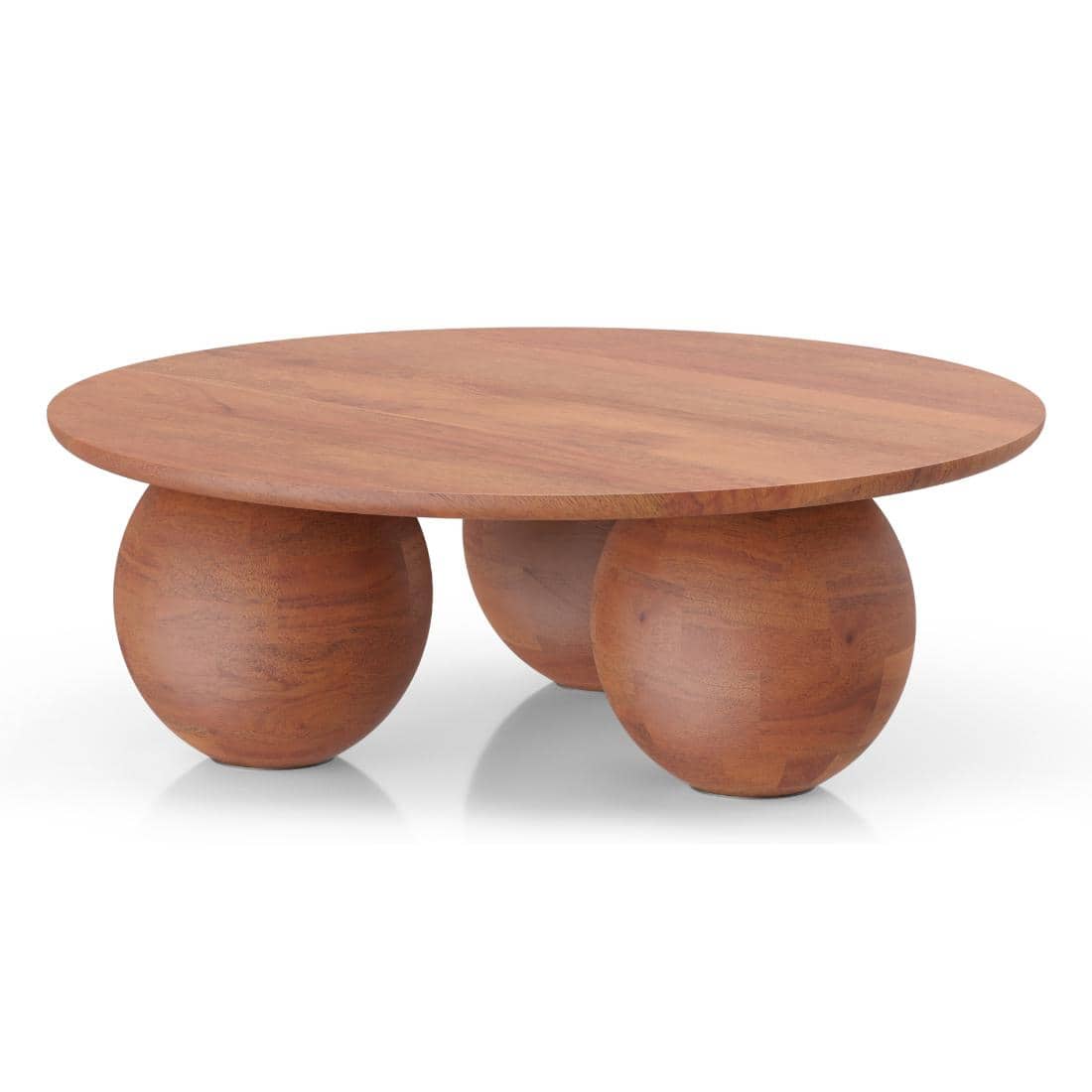 Takai Round Solid Wood Coffee Table in Red Cedar Finish