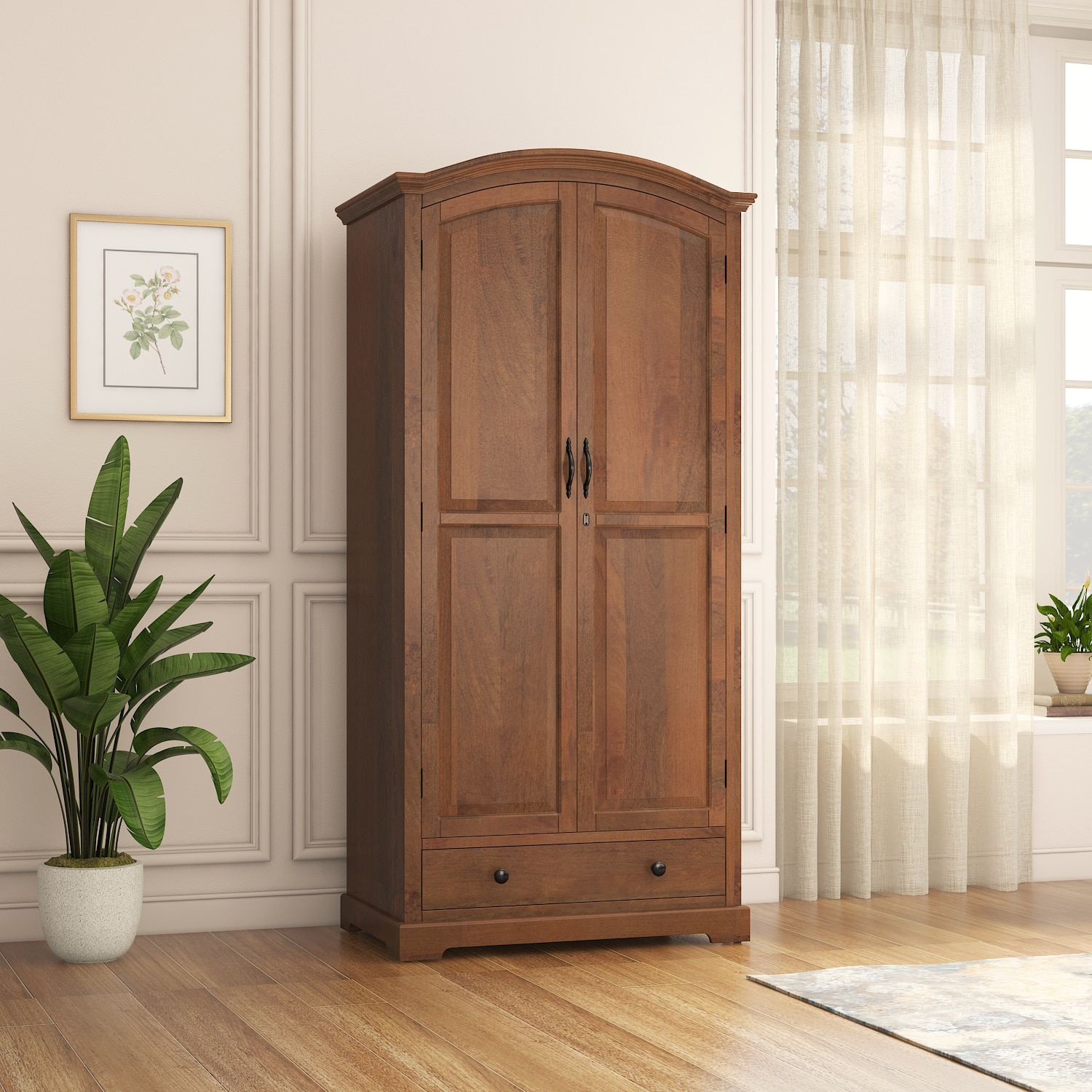Alexandra Wardrobe in Amber Walnut Finish