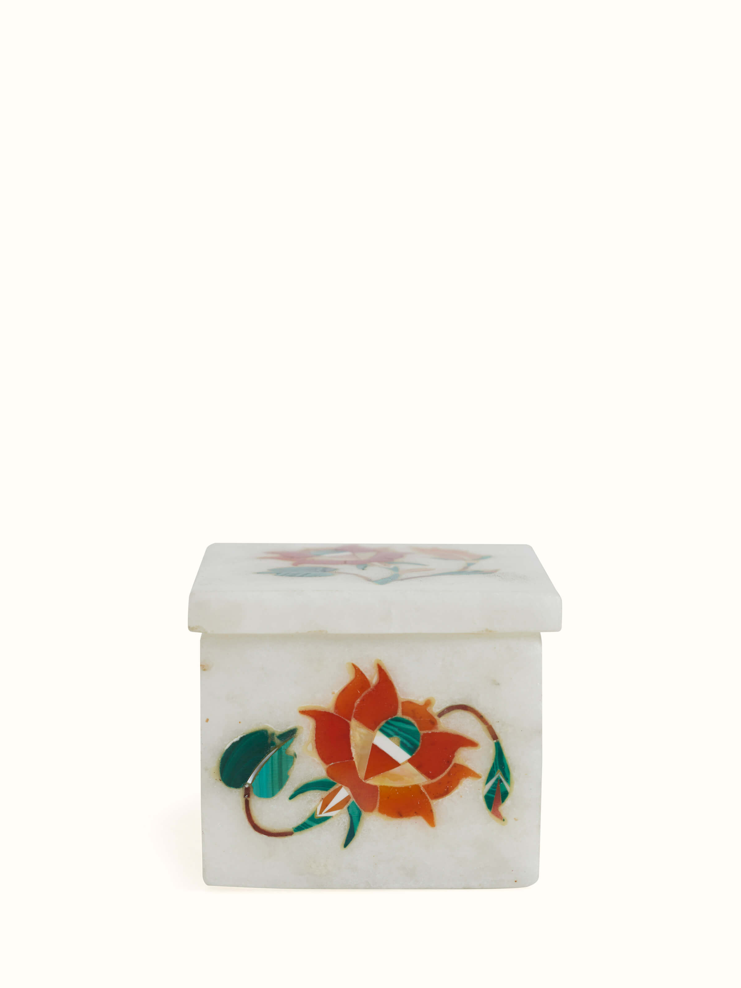 Front view of Pacchikari Marble Trinklet Box