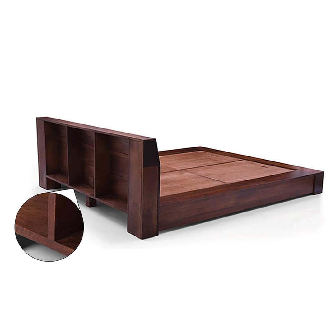 Duetto Solid Wood King Size Bed In Two Tone Finish