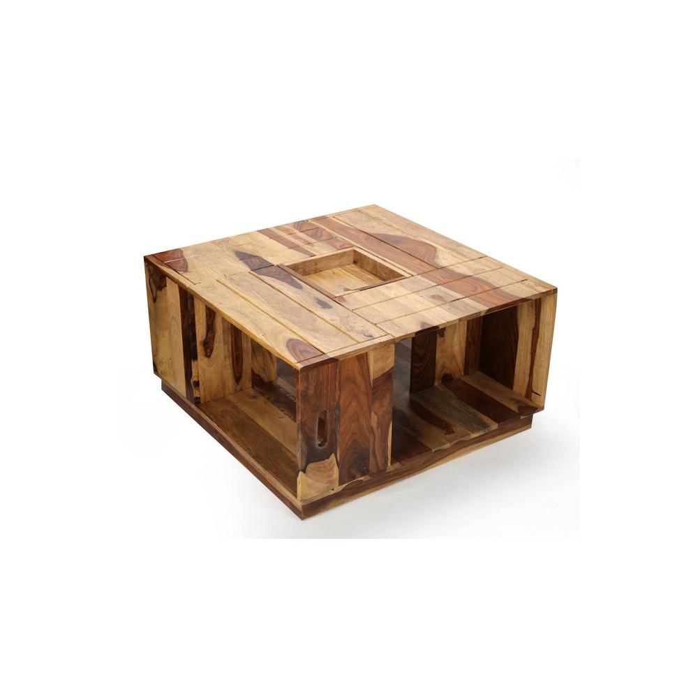 Wayne Sheesham Wood Coffee Table In Natural Rosewood (Semi Gloss)