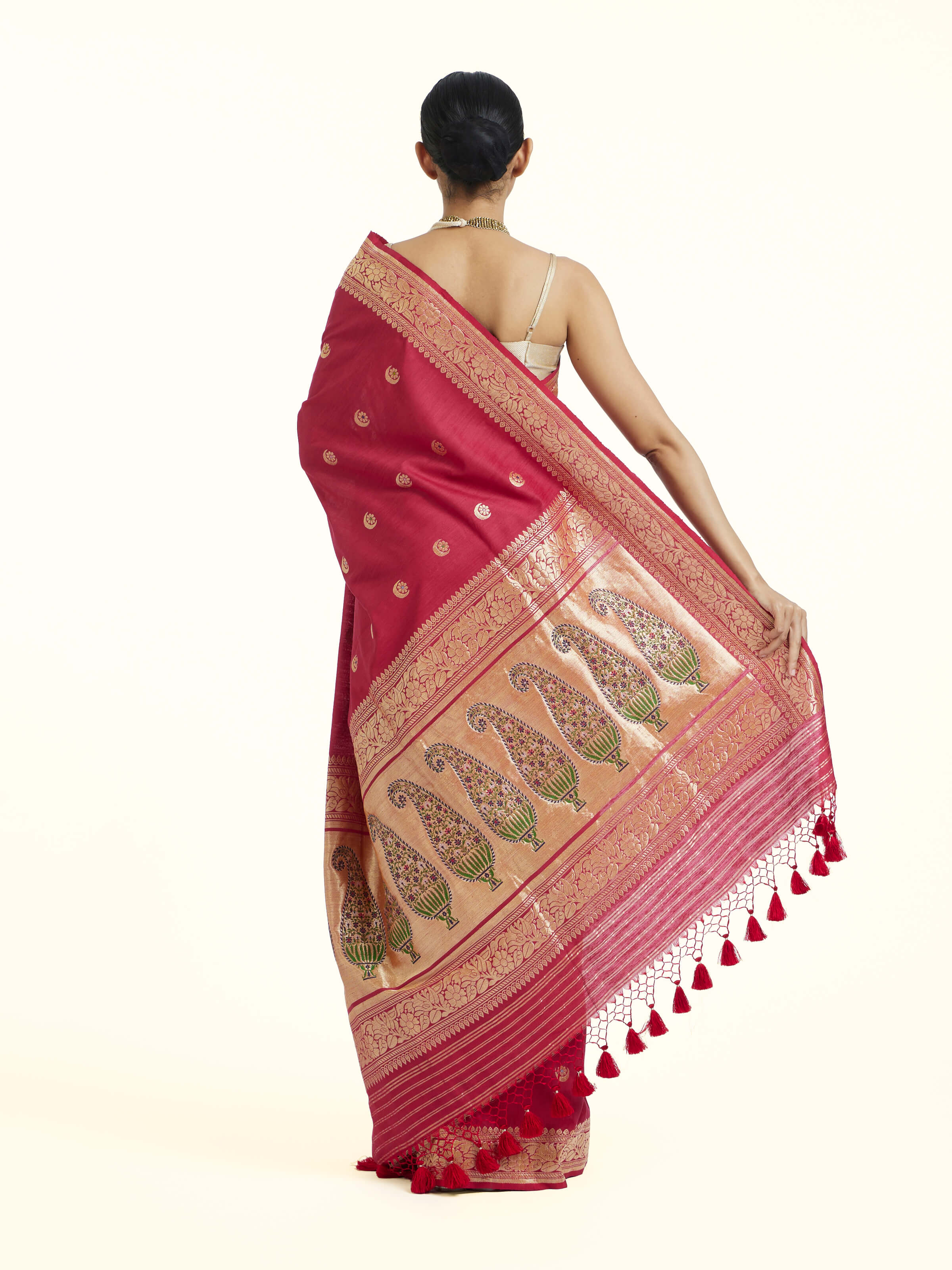Pink Ashavali Brocade Silk Saree