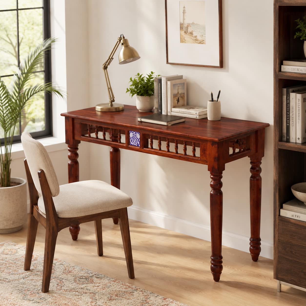Nilaya Sheesham Wood Console Table in Honey Oak Finish - Woodenmood