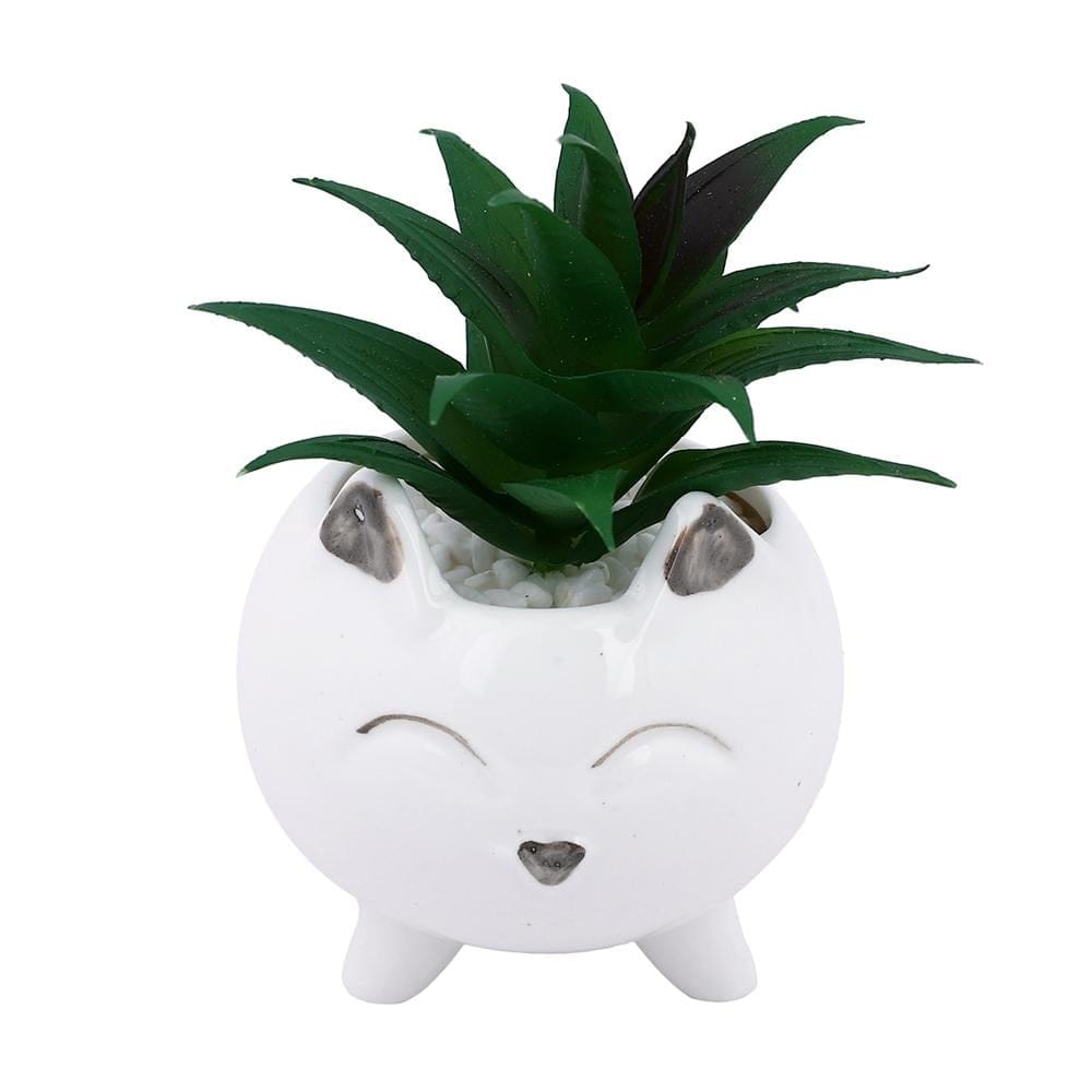 White 1 Pieces Succulent Artificial Plant With Pot