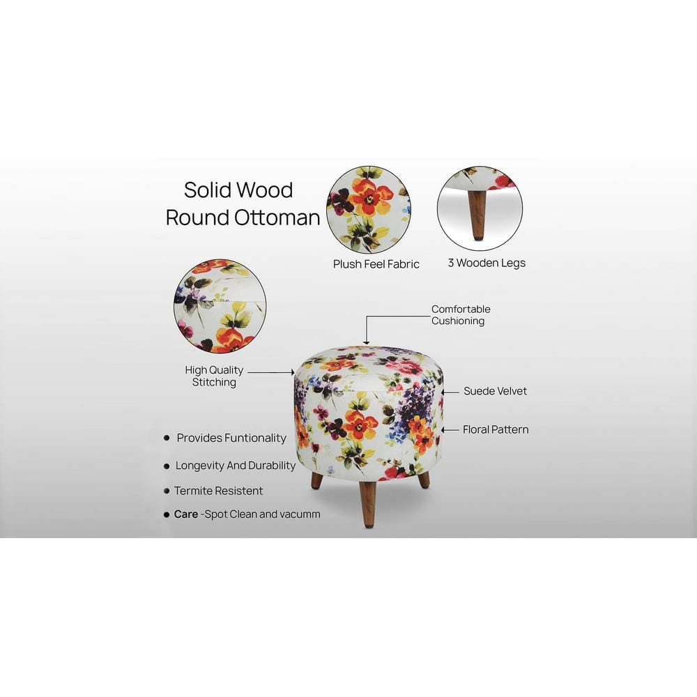 Xavier Solid Wood  Ottomon in  Multicolor Colour