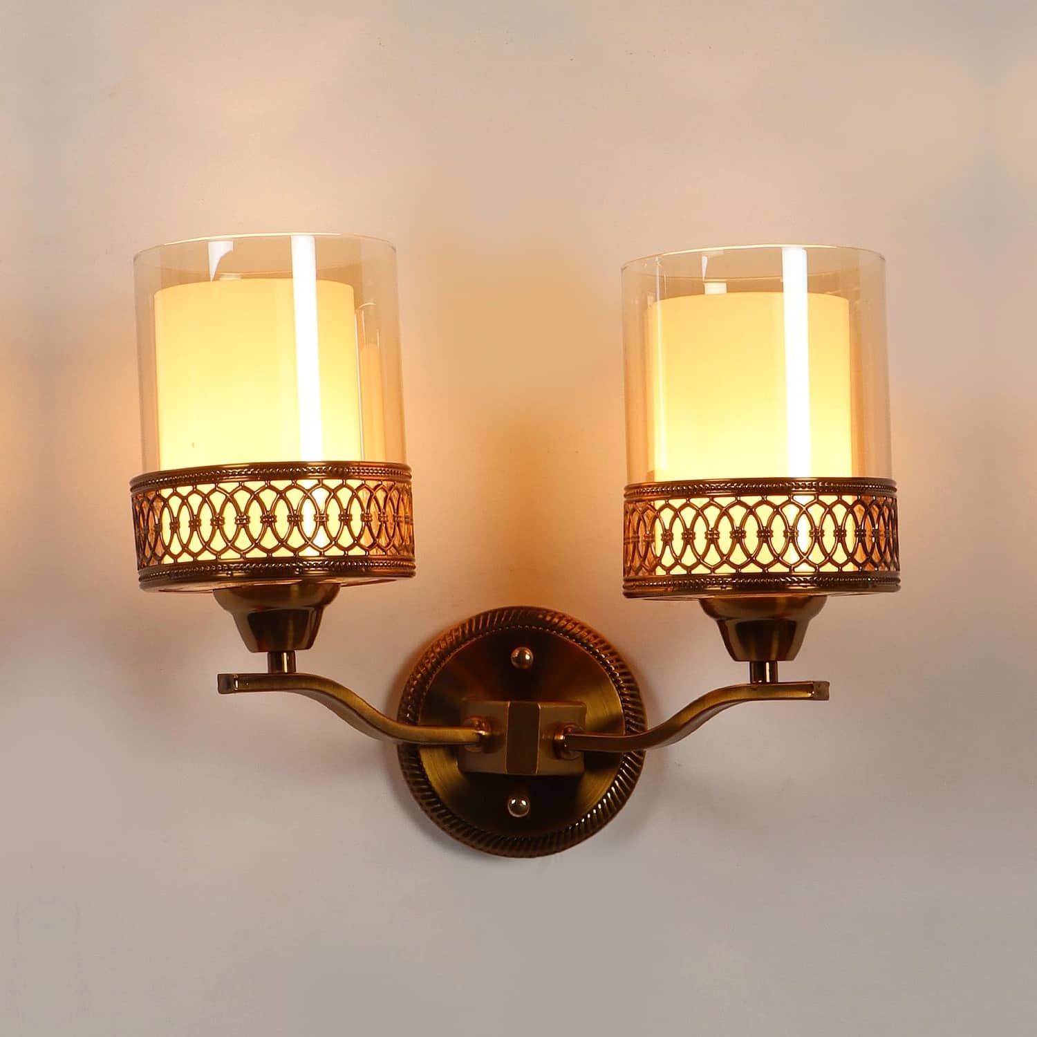 Eliante Gyan Iron Wall Light With Glass In Gold Colour - Eliante
