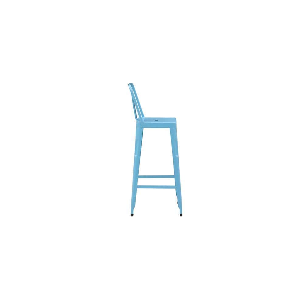 Adley Metal Bar Chair in Glossy Finish-blue