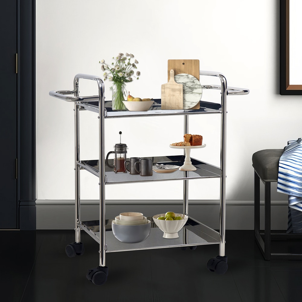 Metalsmith Metal Three Tier Serving Trolley Silver Finish - Metalsmith