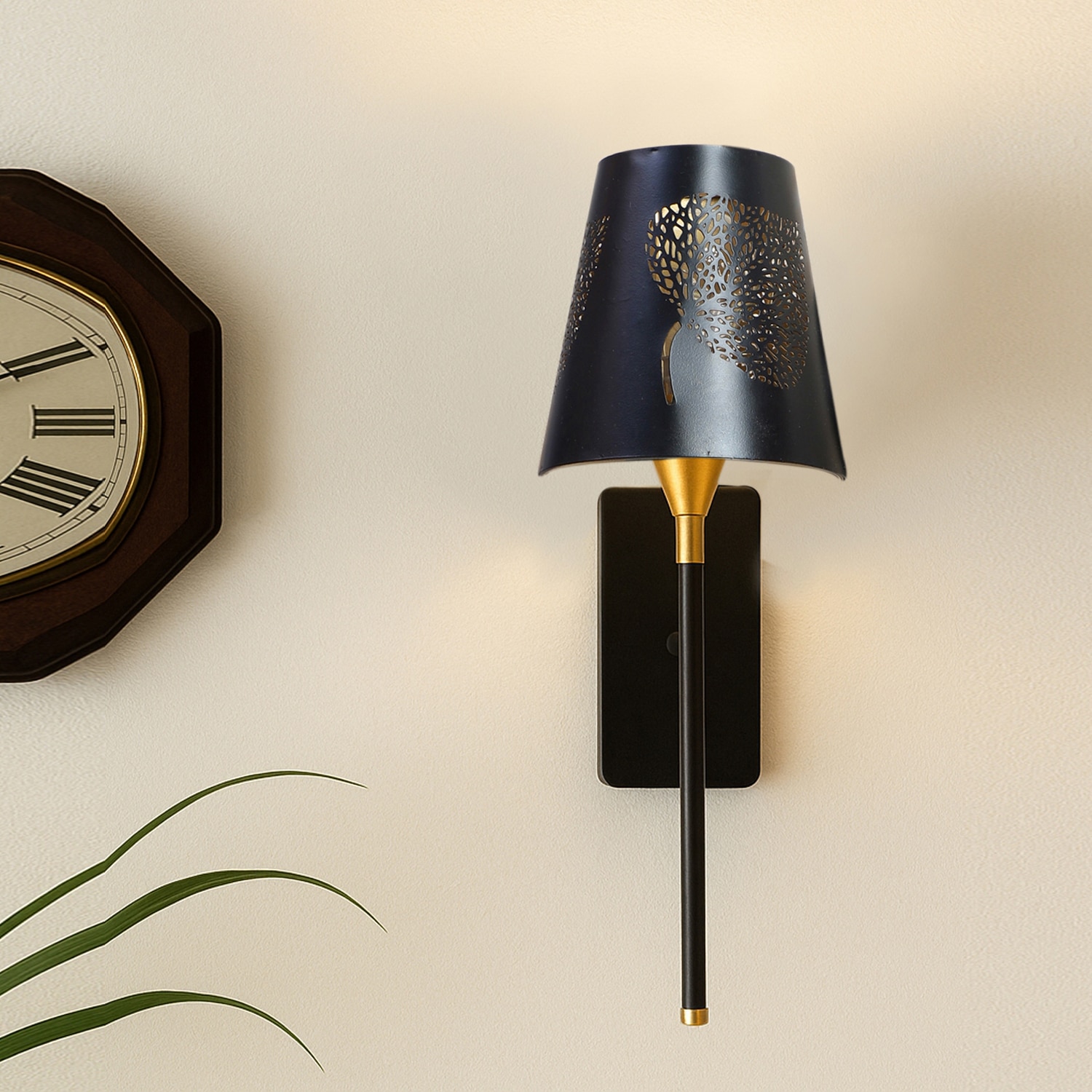 Devansh Metal Electric Wall Light in Black Colour with Black Shade Count of 1 Light - Devansh