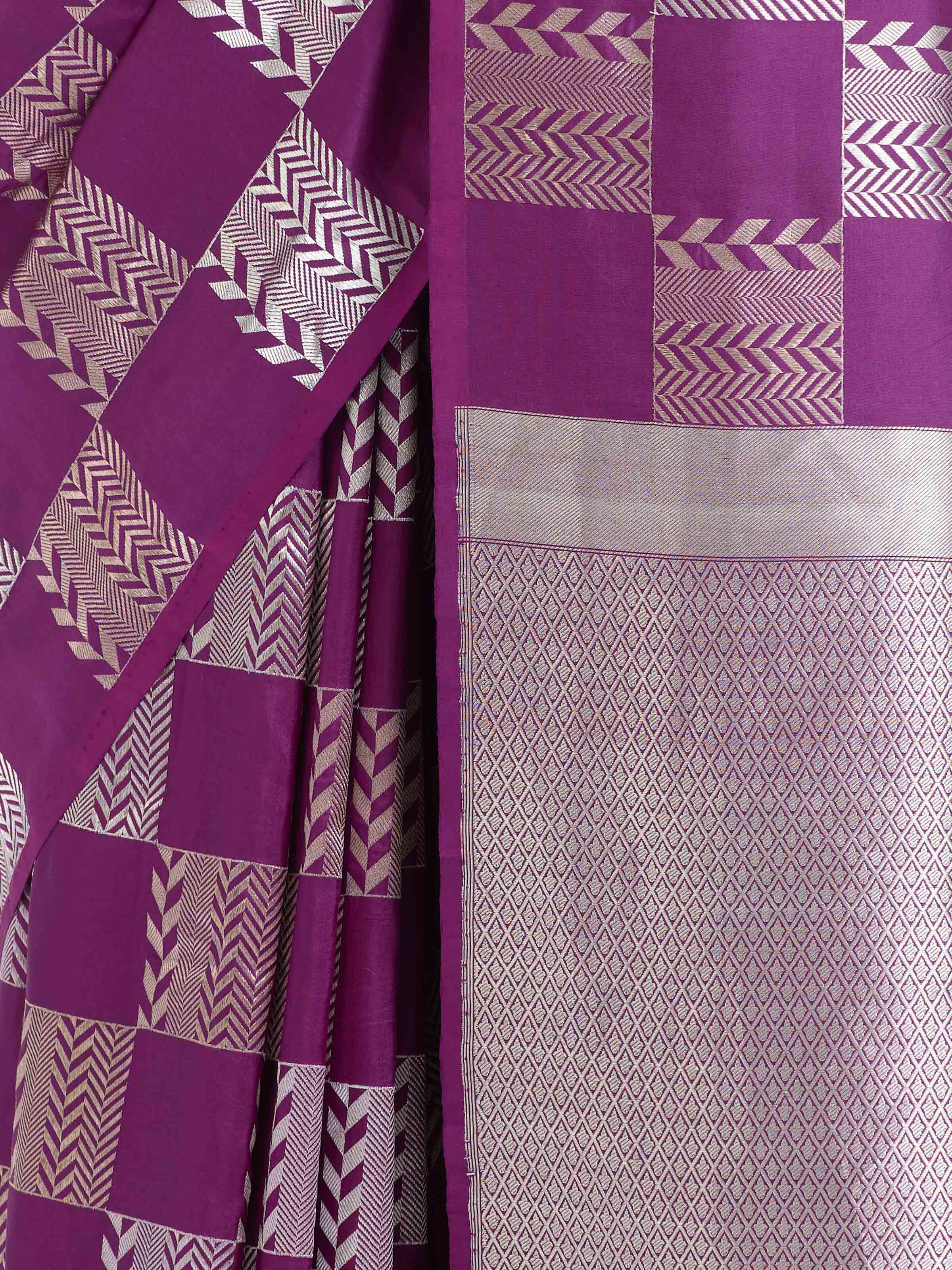 Purple Banarasi Kadhwa Silk Saree