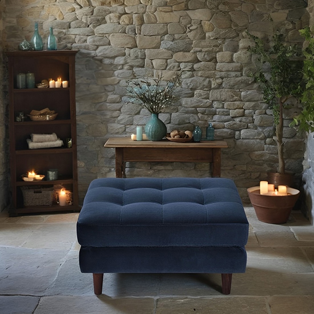Brit Ottoman in Midnight Blue Colour