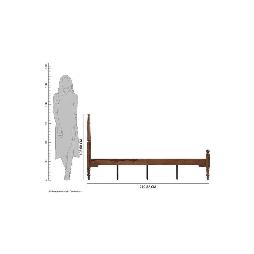 Sovereign Solid Wood Queen Size Non Storage Bed In Provincial Teak Finish
