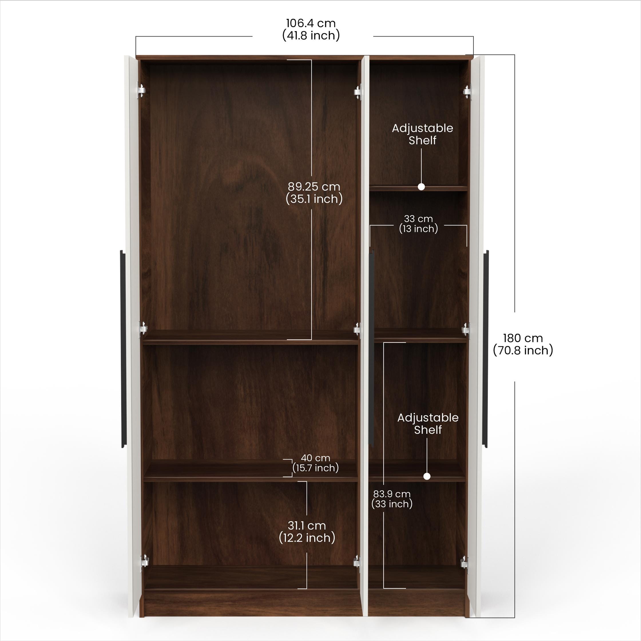 Maltein 3 Door Engineered Wood Wardrobe In Brown Maple & White Finish
