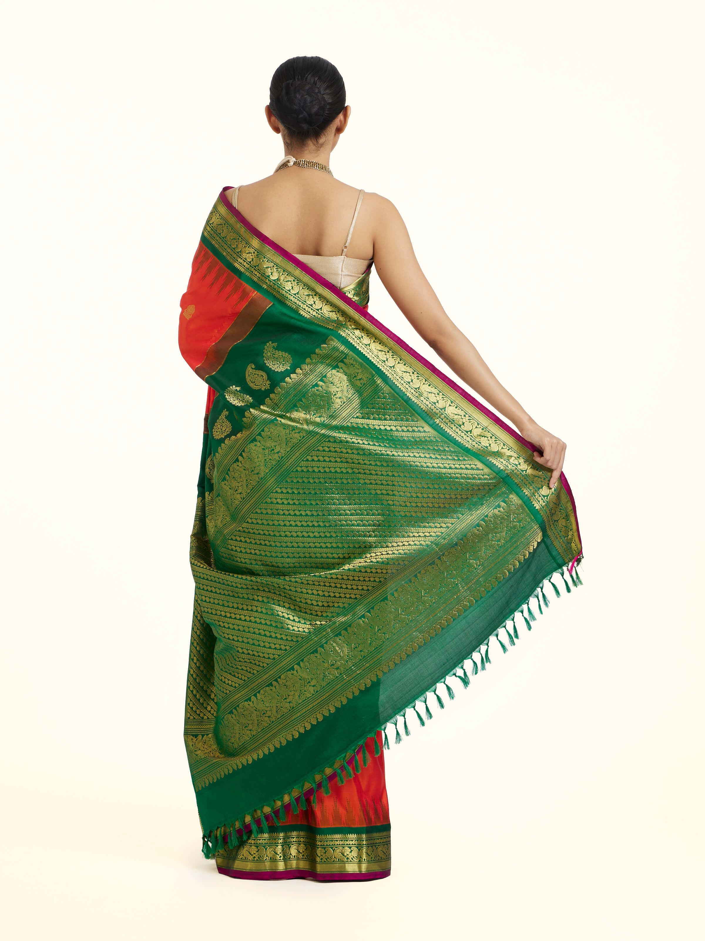 Red Gadwal Silk Zari Saree