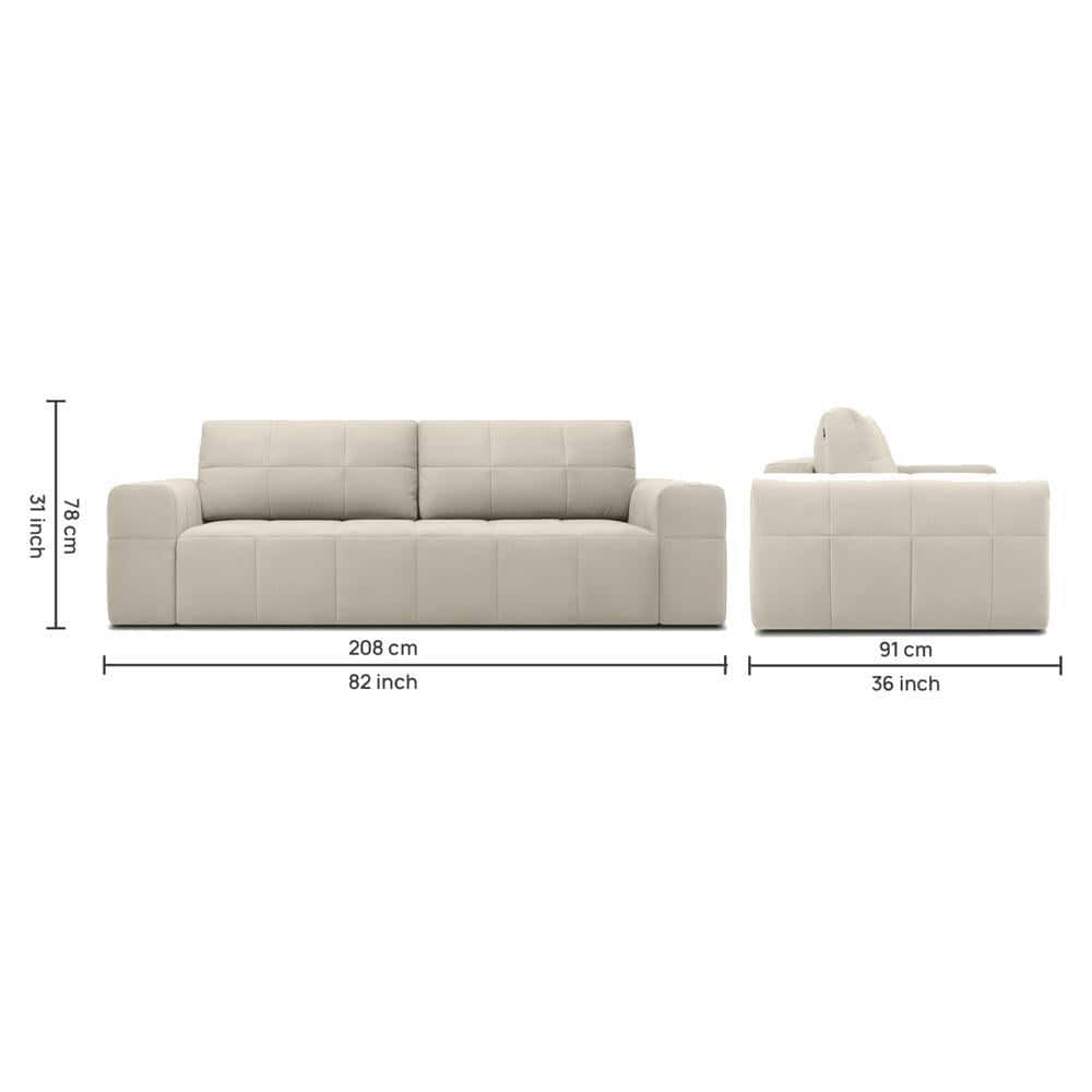 Riyab 3 Seater Fold Out Sofa Cum Bed In Cream Colour