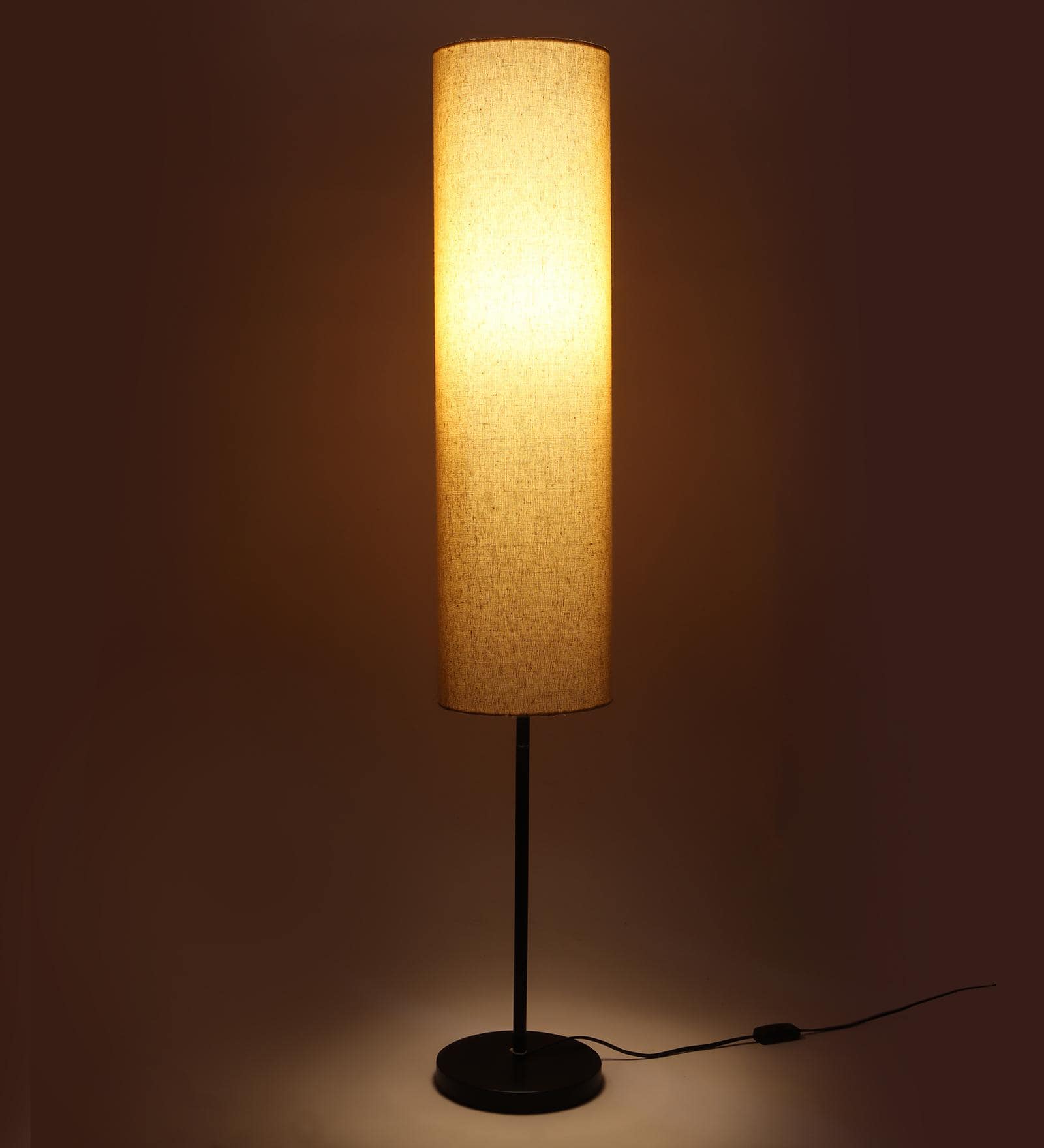 Large Shade Club Floor Lamp in Beige Shade