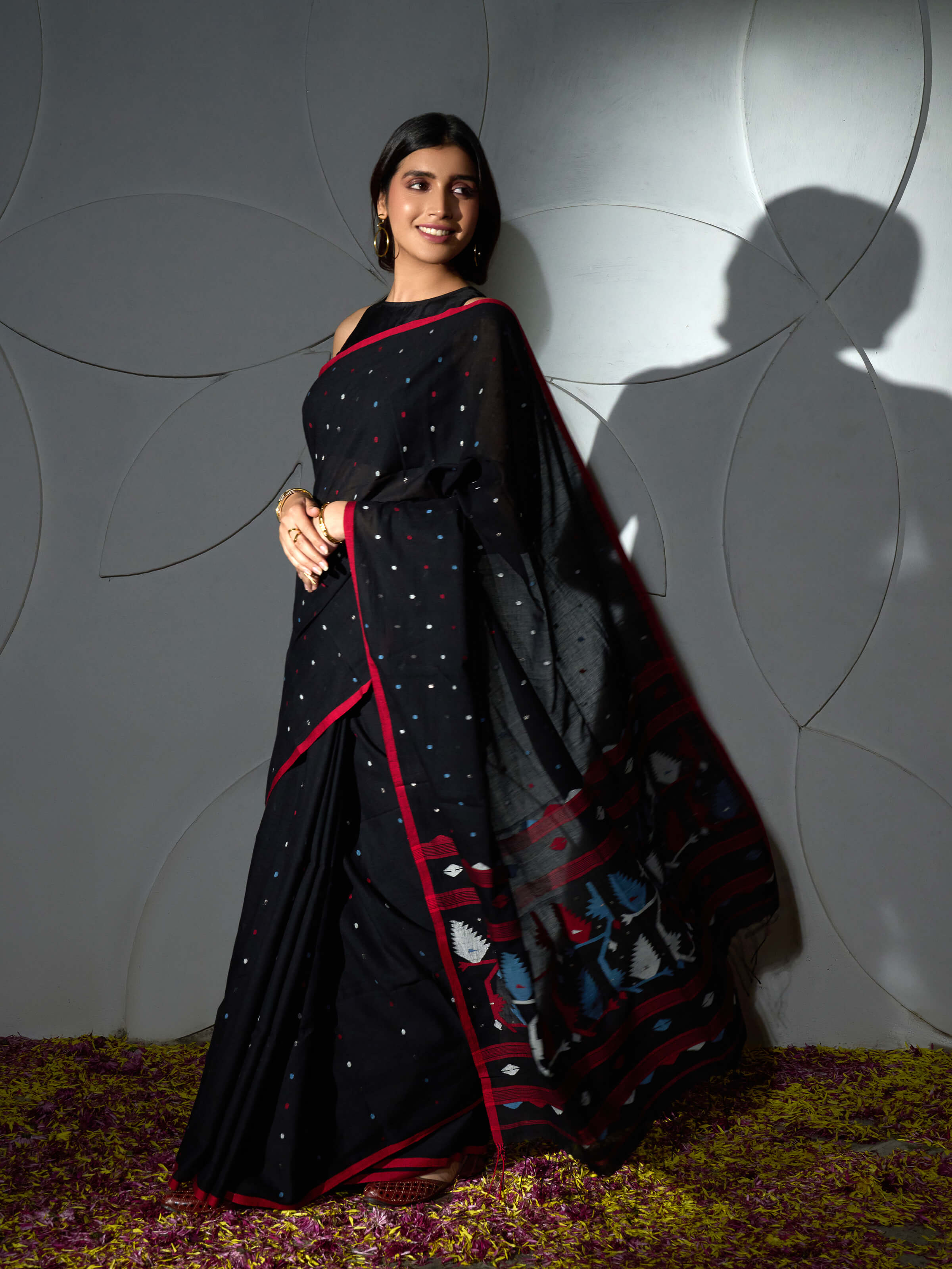 Black Muslin Jamdani Saree